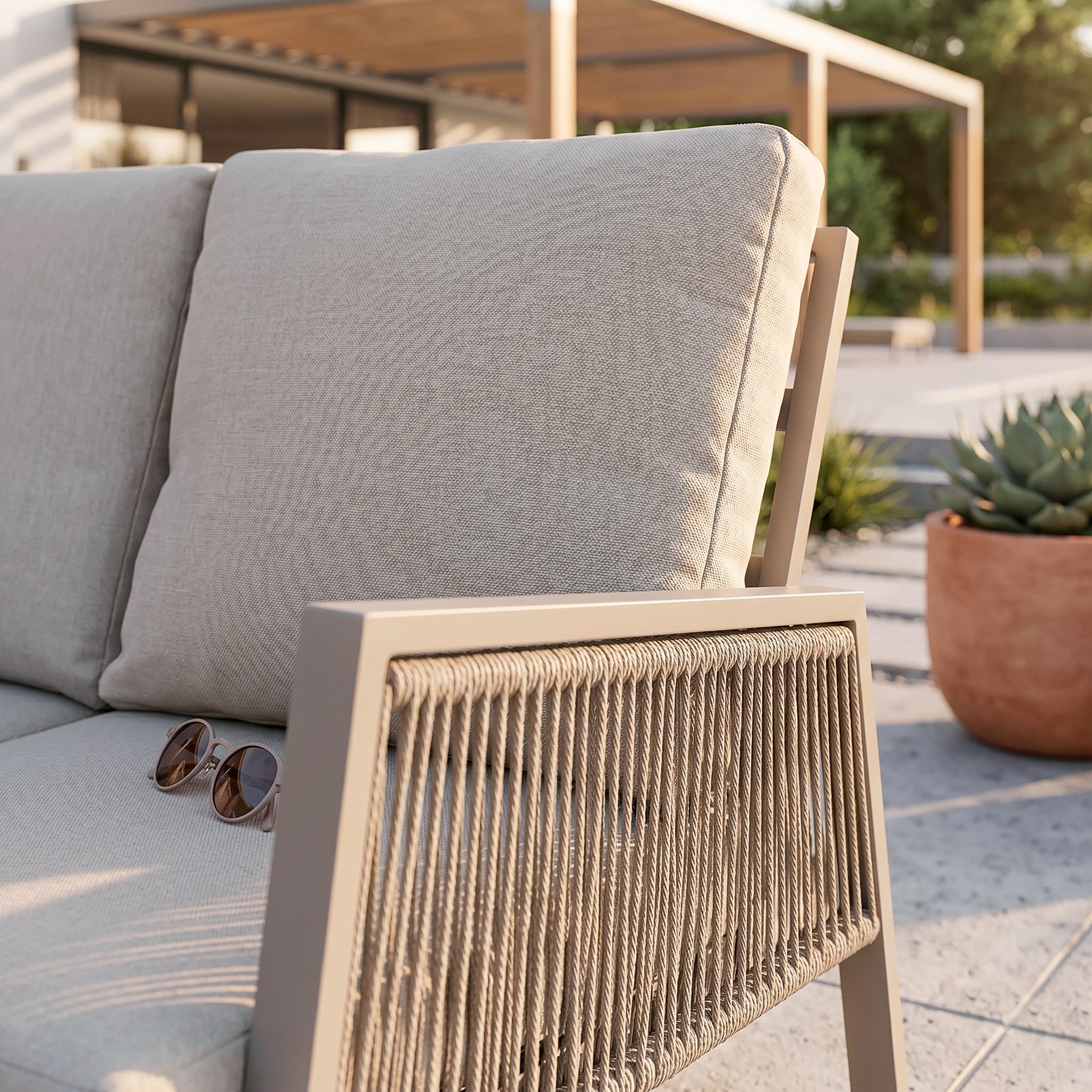 Fusion 4 Piece Outdoor Aluminium Corner Sofa Set, Light Grey - DG57