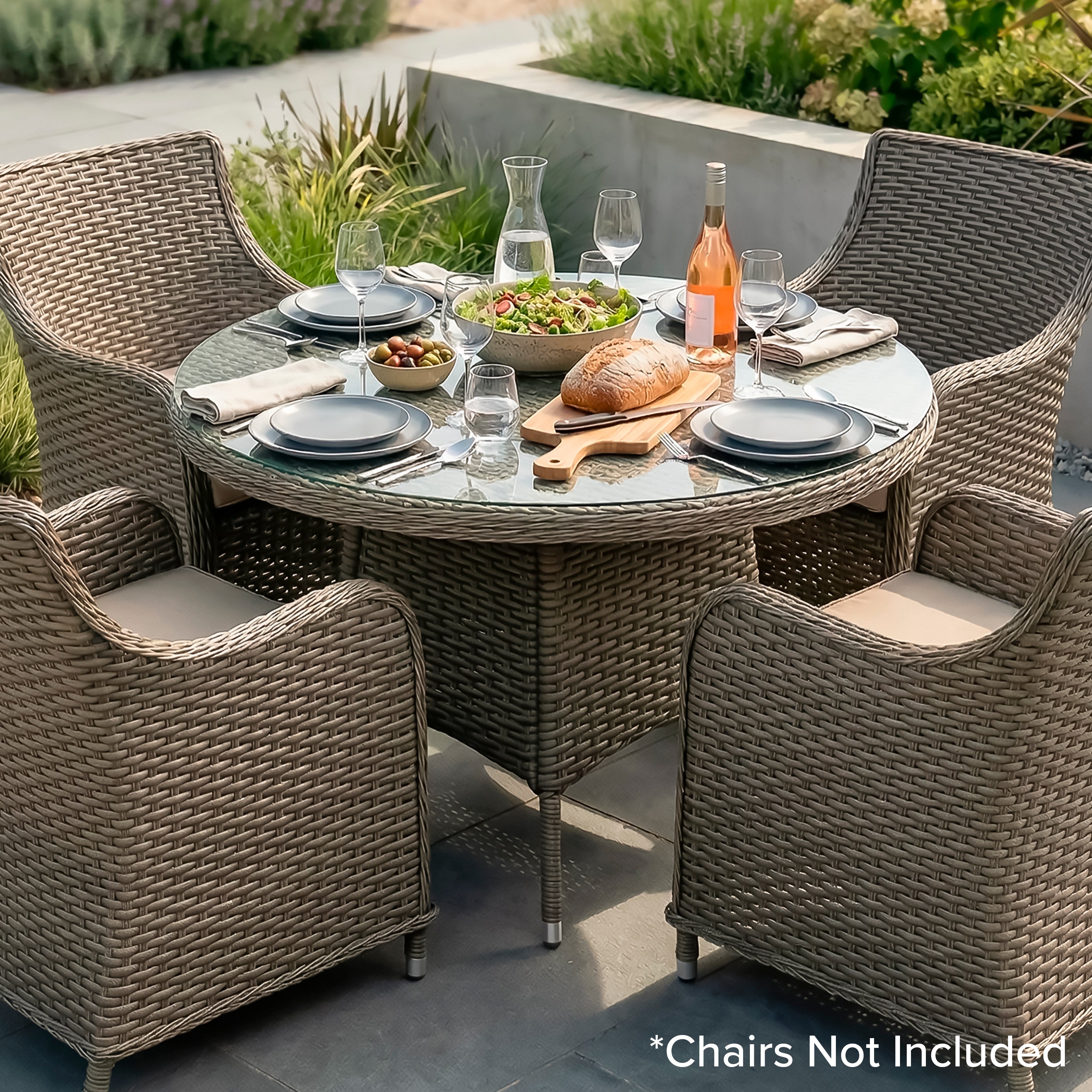 Chester Rattan Wicker Outdoor Dining Table with Tempered Glass Top - Brown - DG66