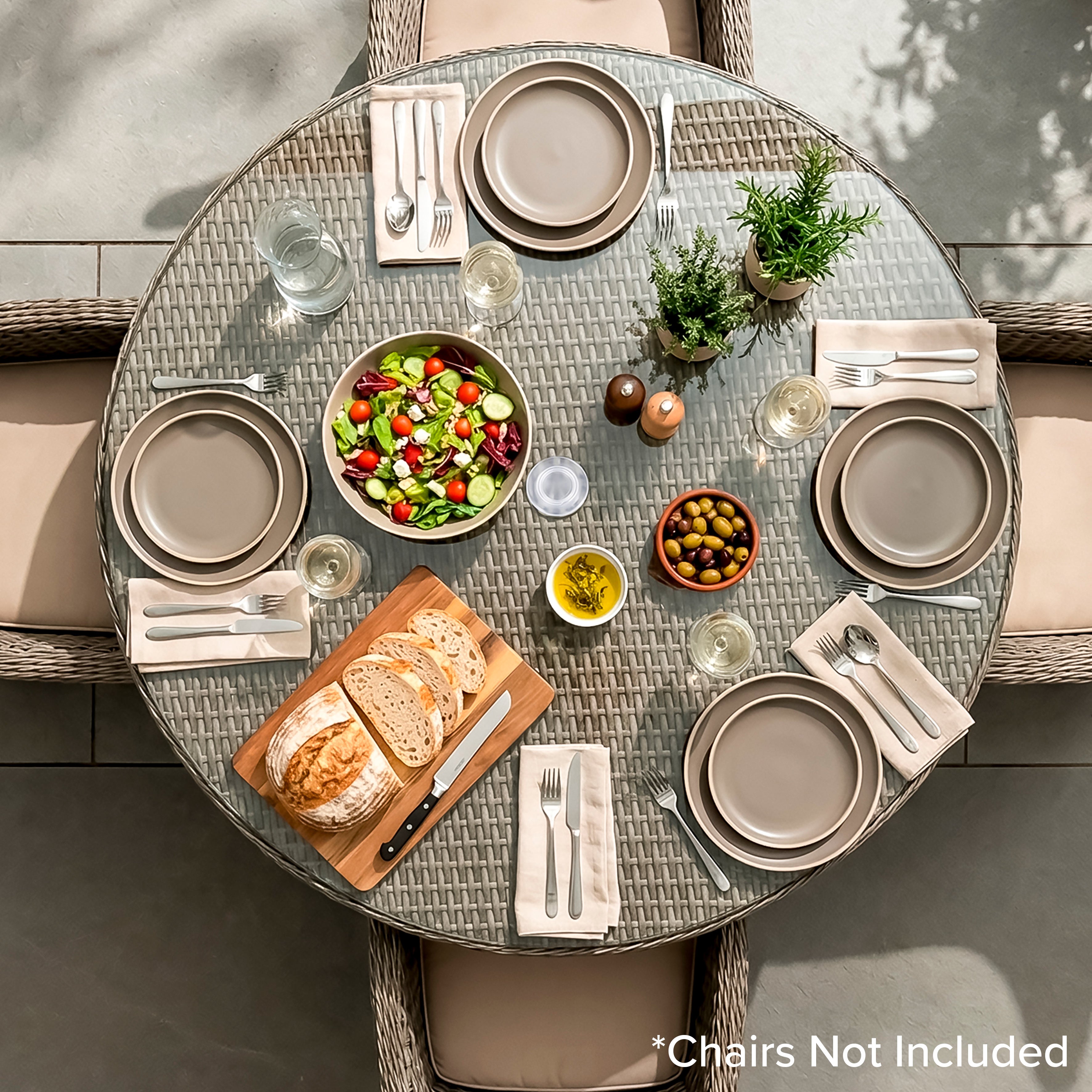 Chester Rattan Wicker Outdoor Dining Table with Tempered Glass Top - Brown - DG66