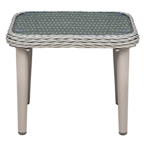 White wicker side table cheap with glass top