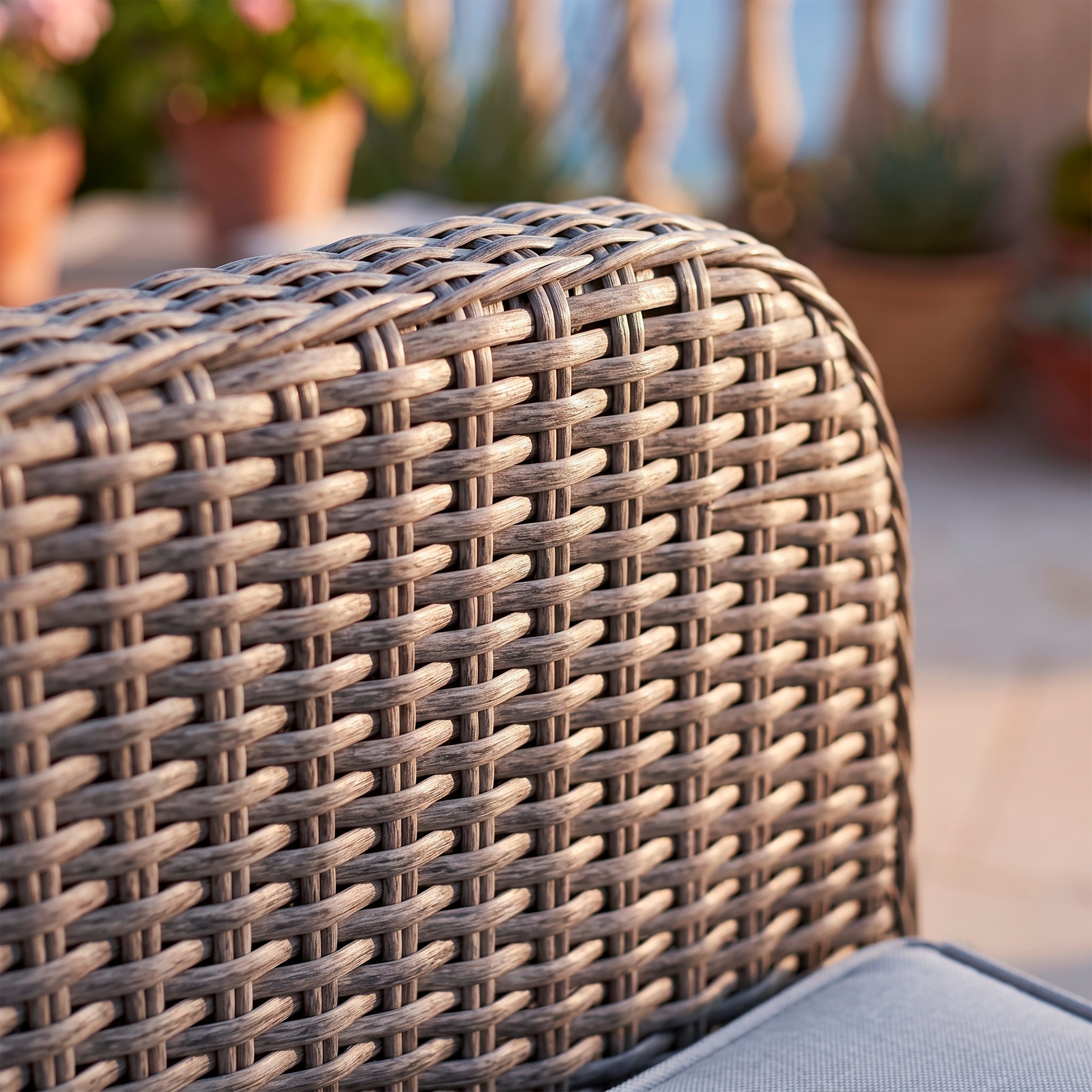 Buxton Rattan Wicker Outdoor Lounge Chairs with Cushion, Grey - DG79
