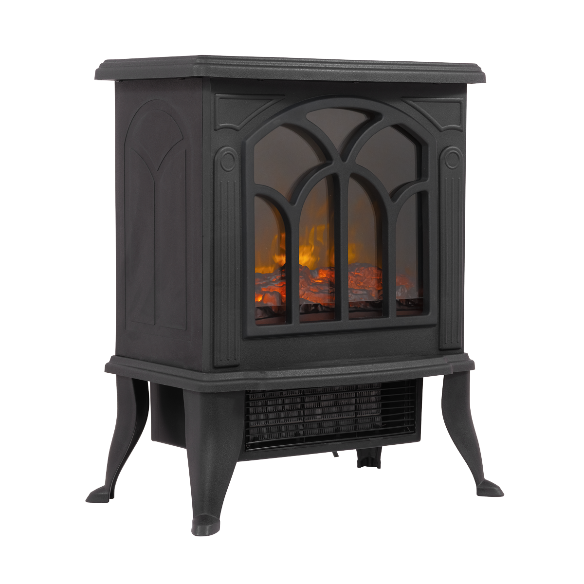 Baridi Electric Stove Heater Fireplace with LED Log Flame Effect 1800W, Black - DH121