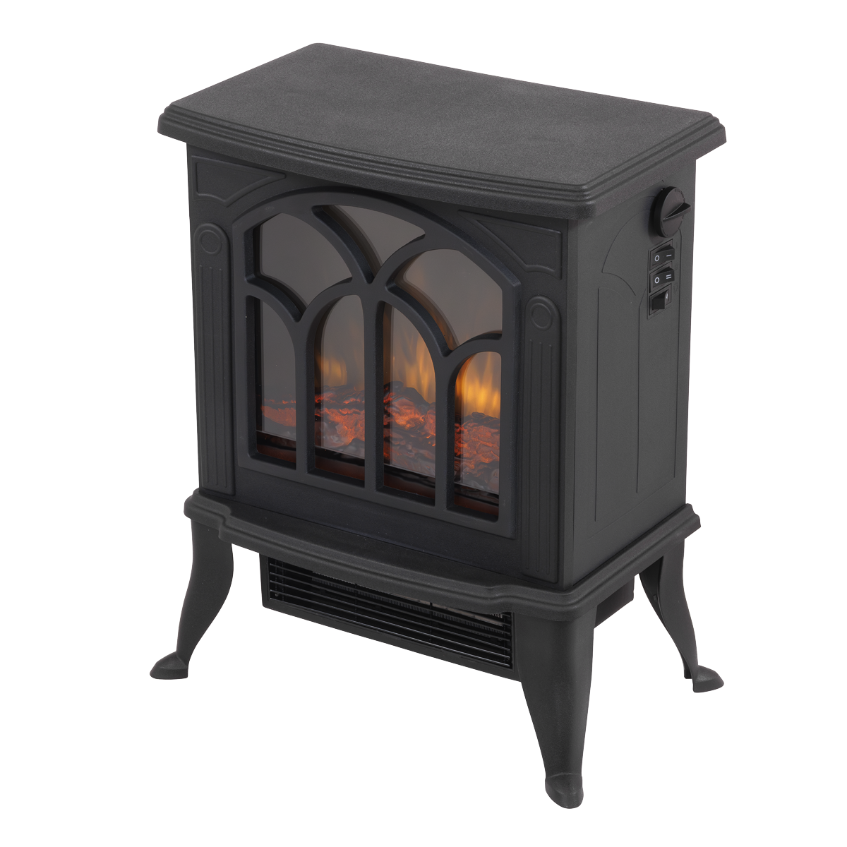 Baridi Electric Stove Heater Fireplace with LED Log Flame Effect 1800W, Black - DH121