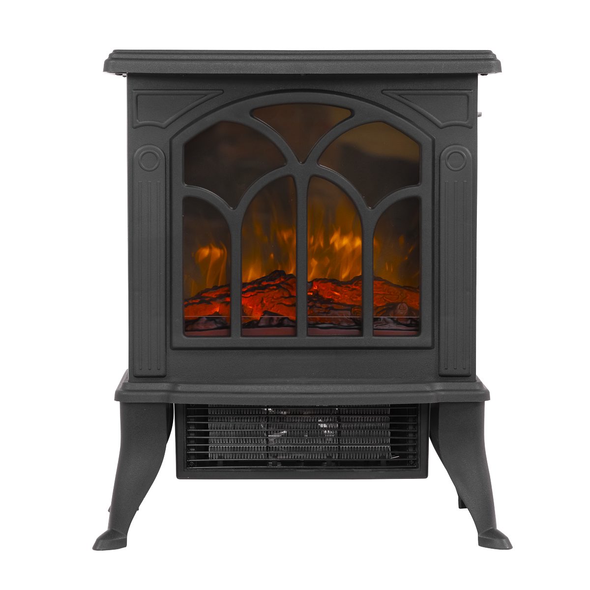 Baridi Electric Stove Heater Fireplace with LED Log Flame Effect 1800W, Black - DH121
