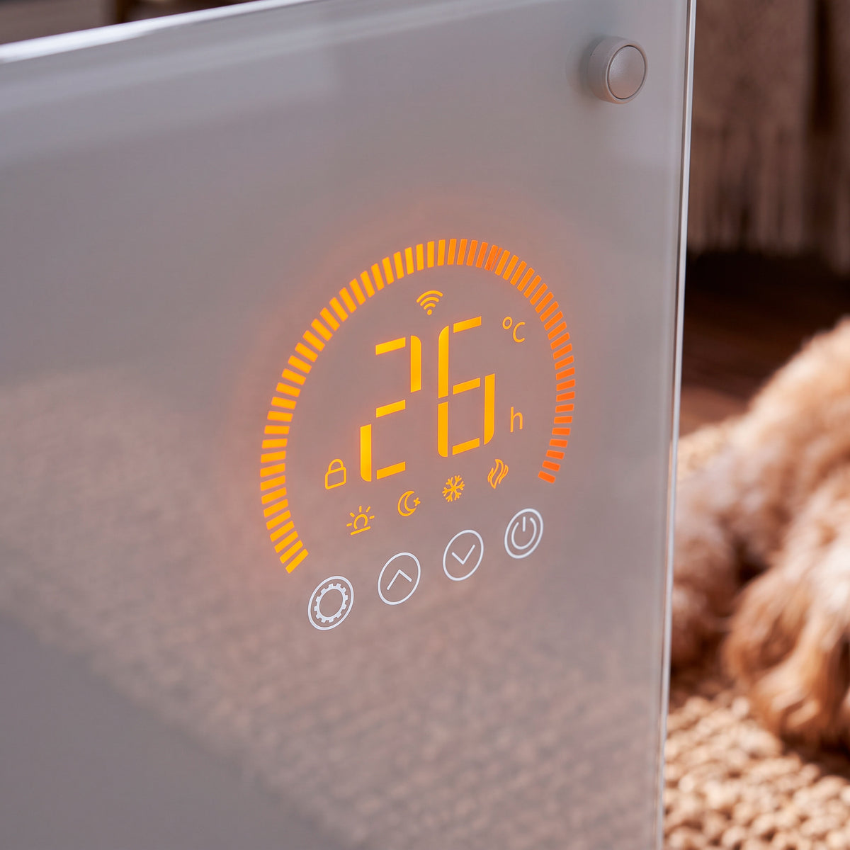 Baridi Electric Glass Panel Heater, 1500W, 24/7 Timer, Wi-Fi Enabled, Remote Control, White - DH138