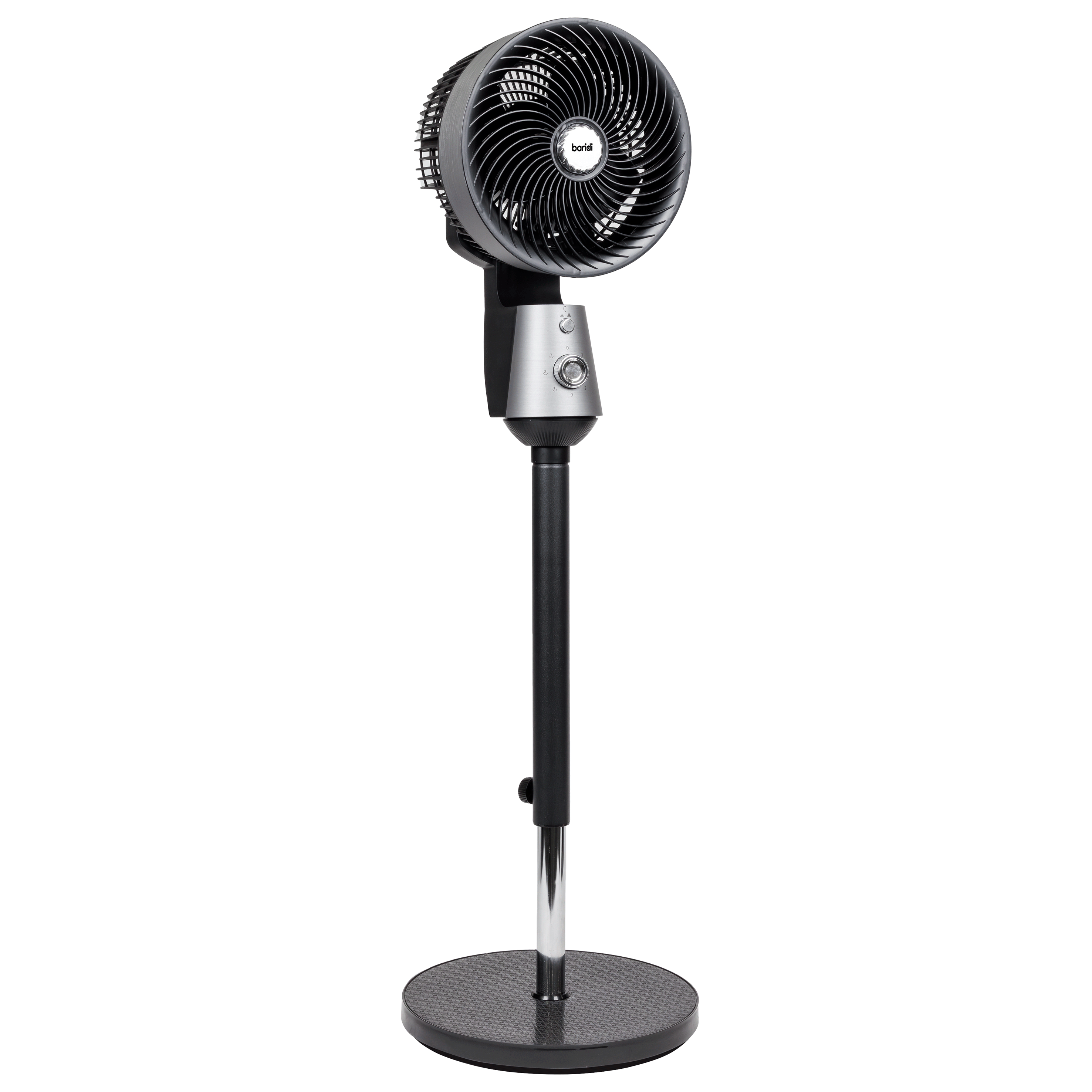 Baridi 10 inch Pedestal Fan with Manual Control, 3 speeds, 90° 3D Oscillation, Adjustable Height & Pivoting Fan Head, Grey - DH142