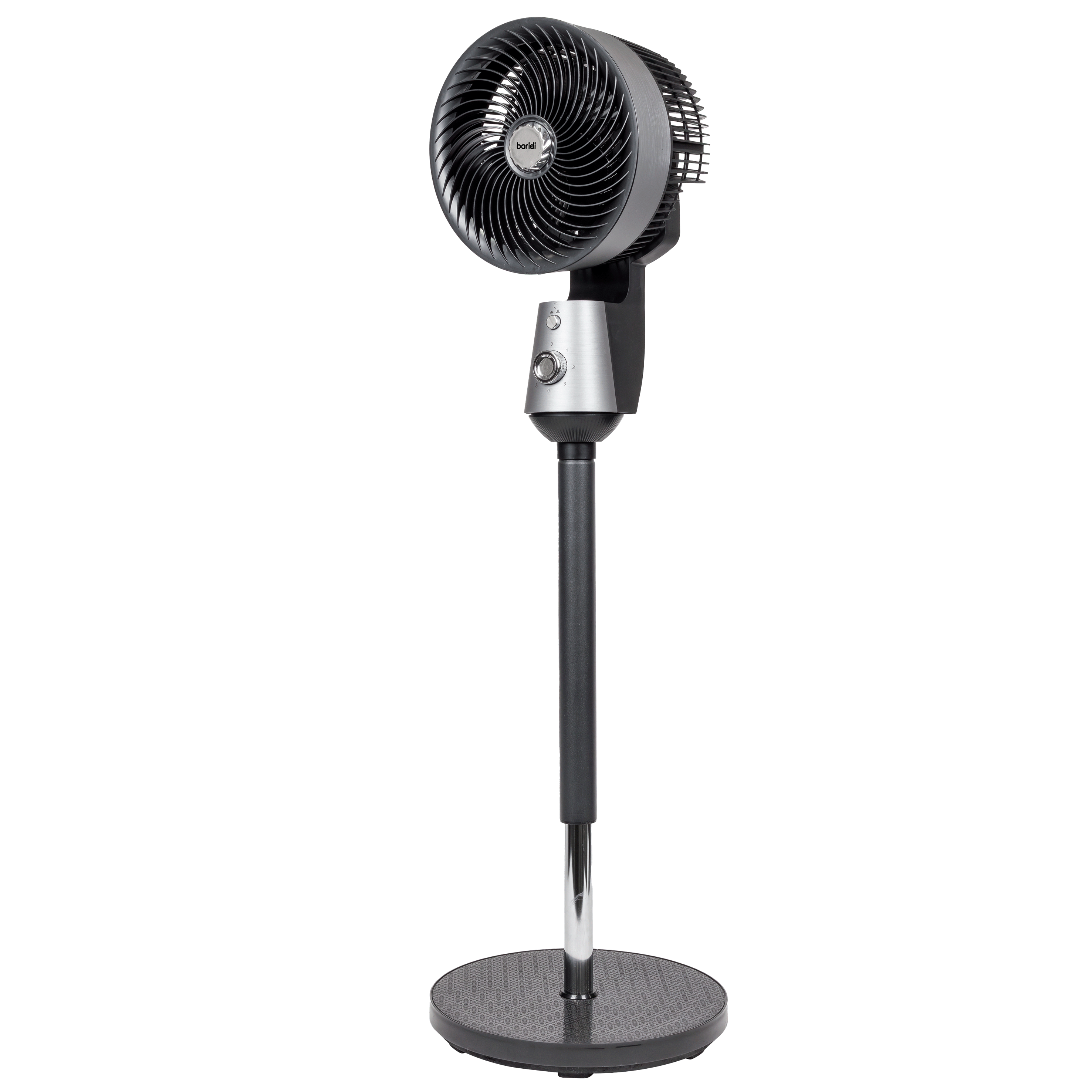 Baridi 10 inch Pedestal Fan with Manual Control, 3 speeds, 90° 3D Oscillation, Adjustable Height & Pivoting Fan Head, Grey - DH142