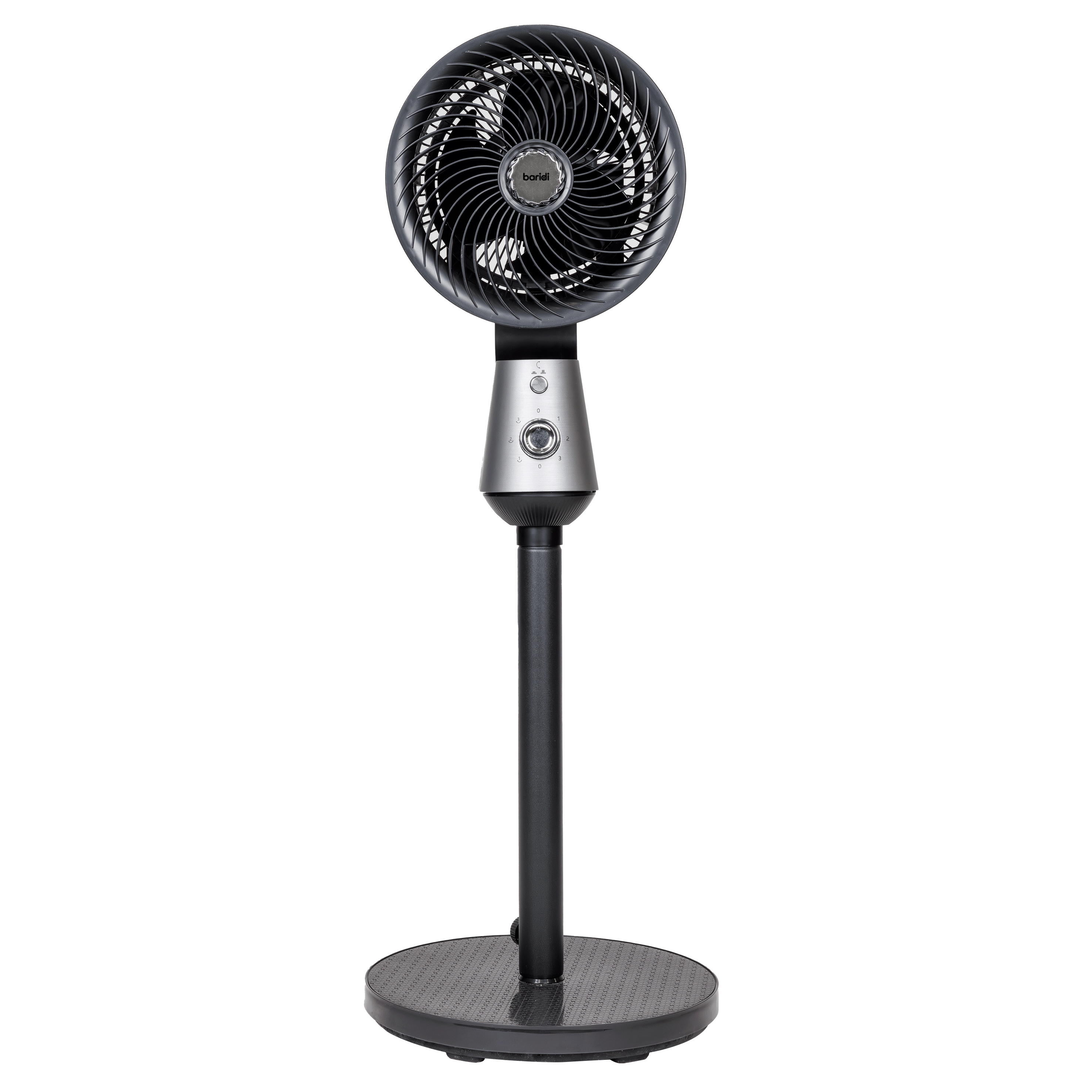 Baridi 10 inch Pedestal Fan with Manual Control, 3 speeds, 90° 3D Oscillation, Adjustable Height & Pivoting Fan Head, Grey - DH142