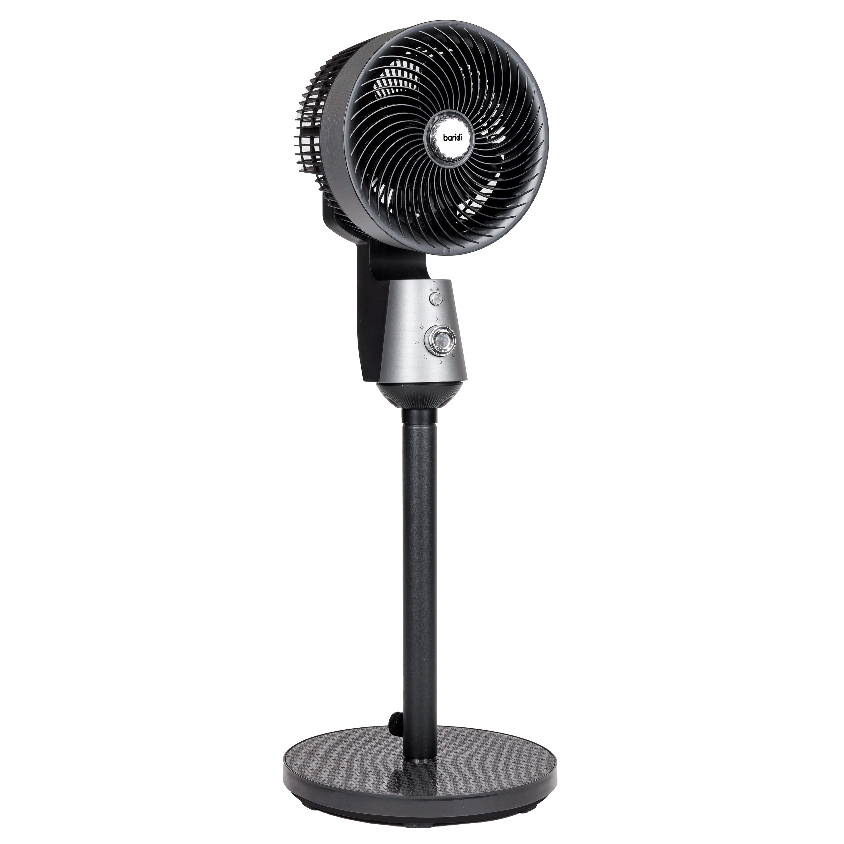 Baridi 10 inch Pedestal Fan with Manual Control, 3 speeds, 90° 3D Oscillation, Adjustable Height & Pivoting Fan Head, Grey - DH142