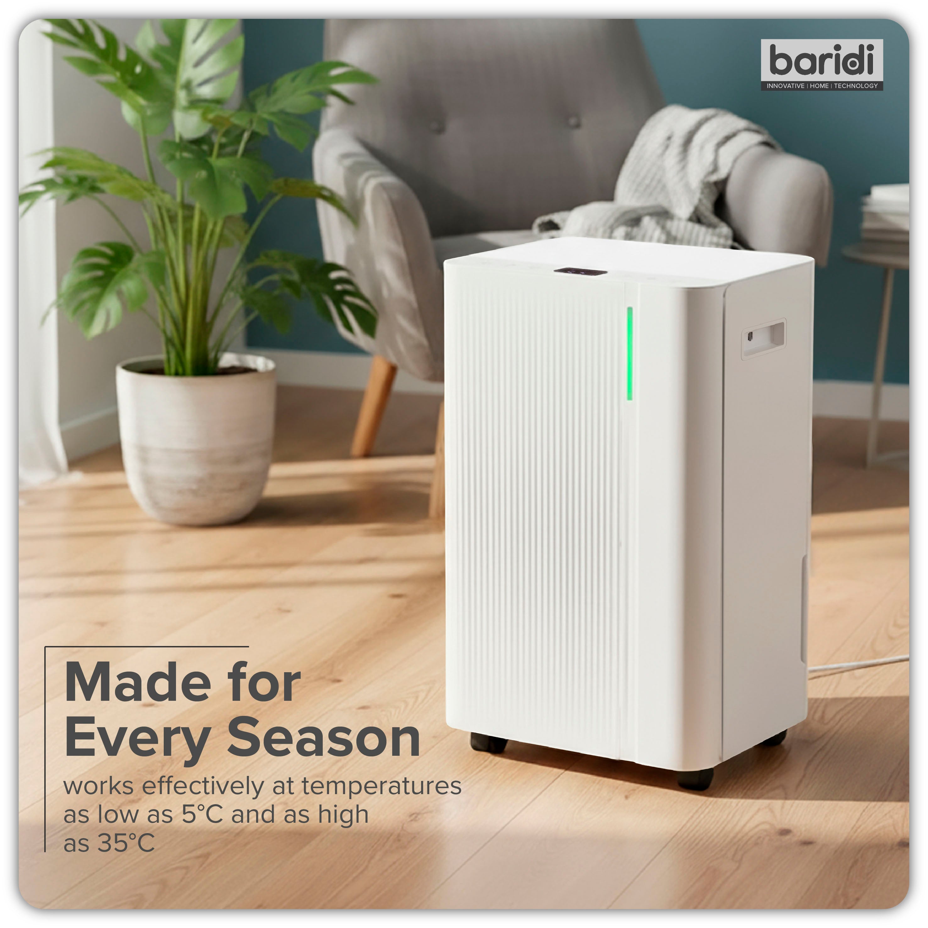 Baridi Dehumidifier with Digital Display & 24hr Timer 12L White - DH147