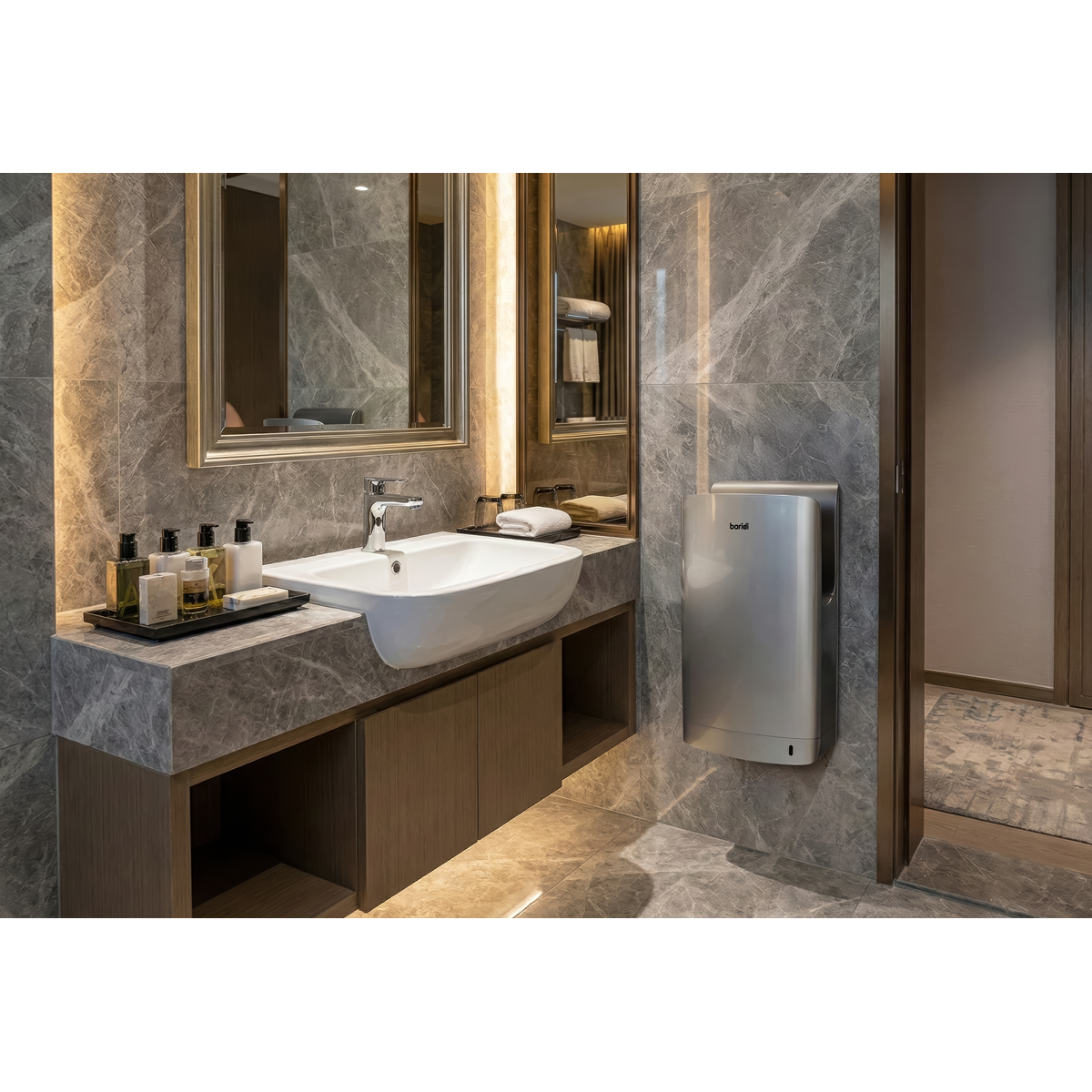 Baridi Hand Dryer with HEPA Filter & Auto-Sensor 1750W/230V, Silver - DH150