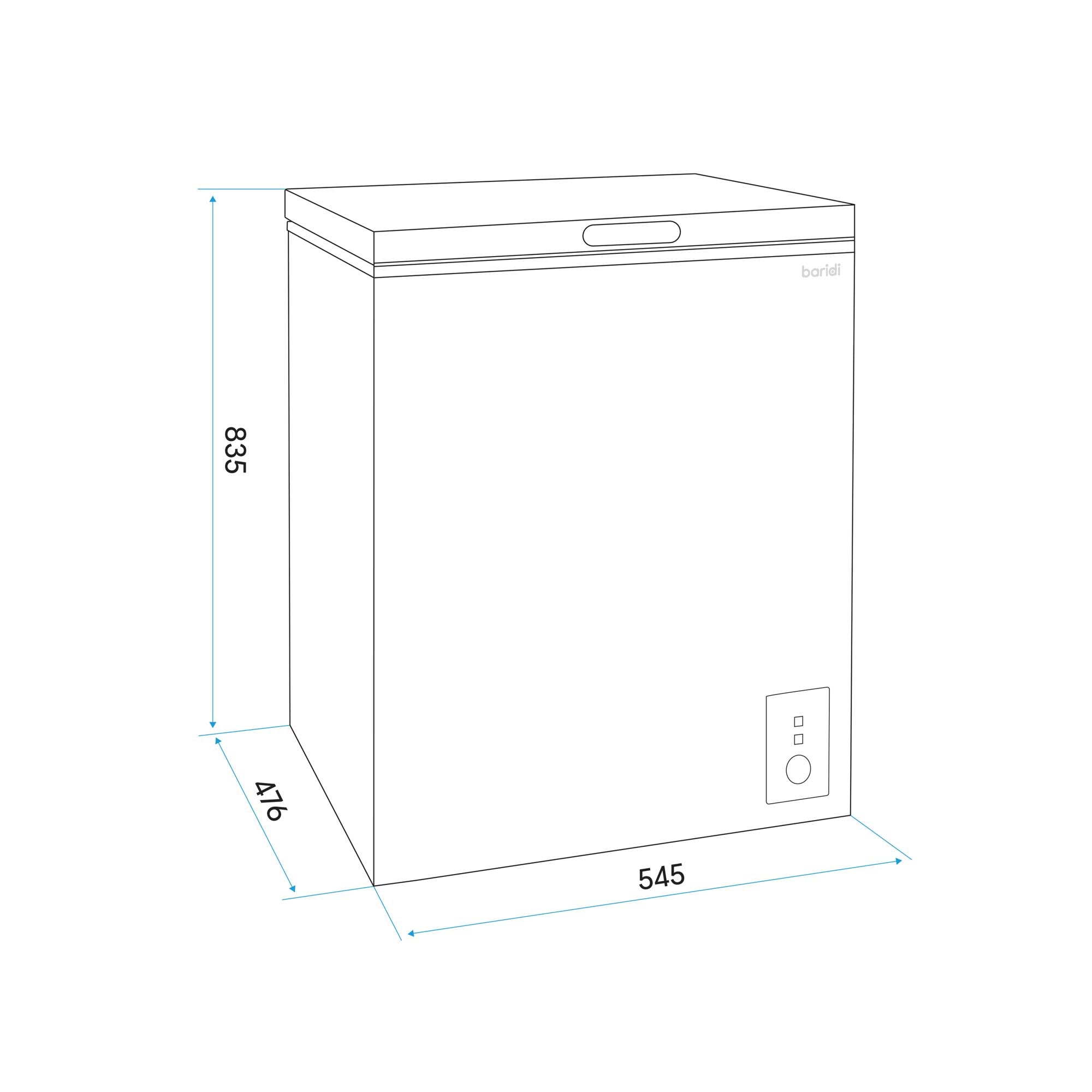 Baridi Freestanding Chest Freezer, 99L, Garage and Outbuilding Safe, A