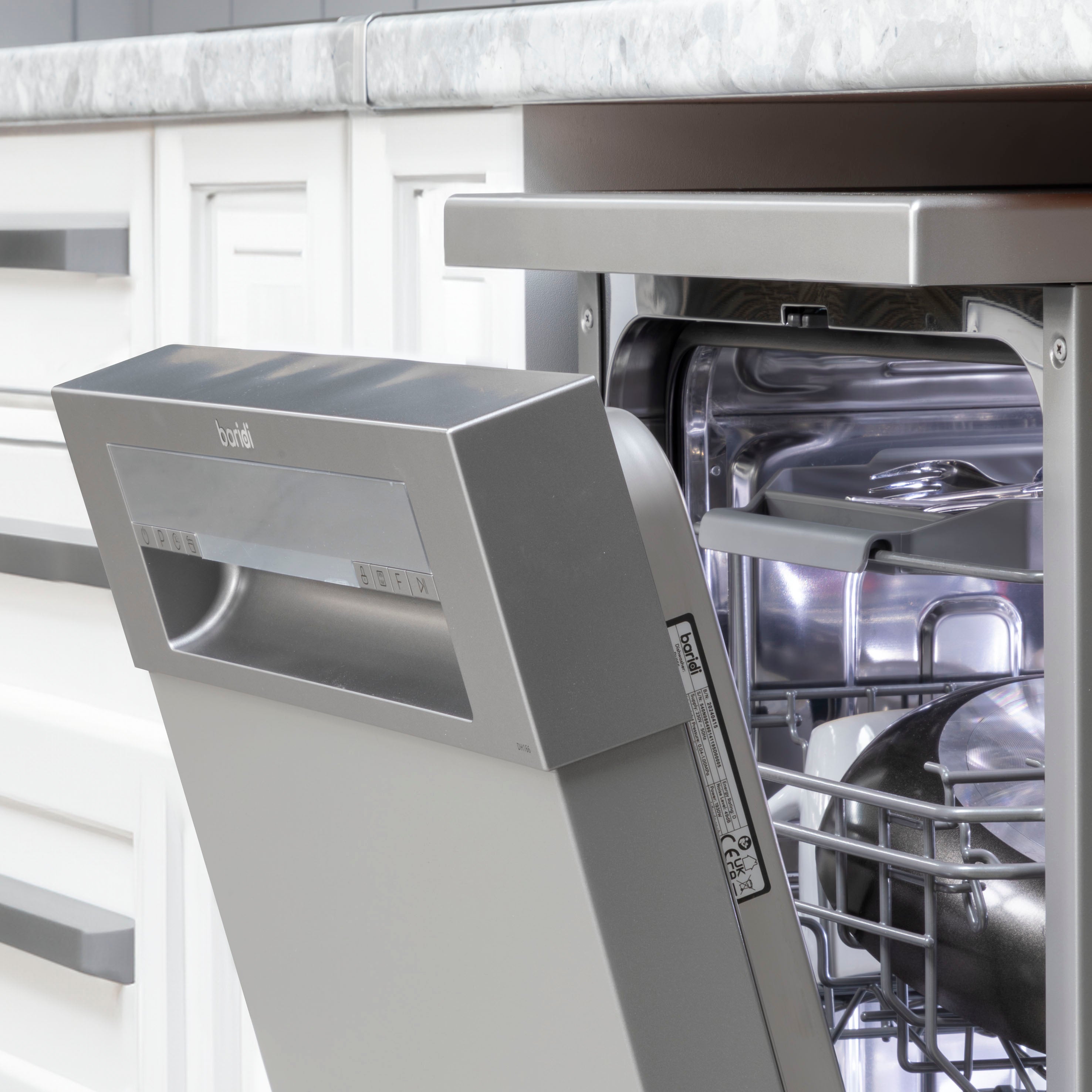 Baridi 45cm Slimline Freestanding Dishwasher, 10 Place Settings, 8 Programs, Silver - DH166