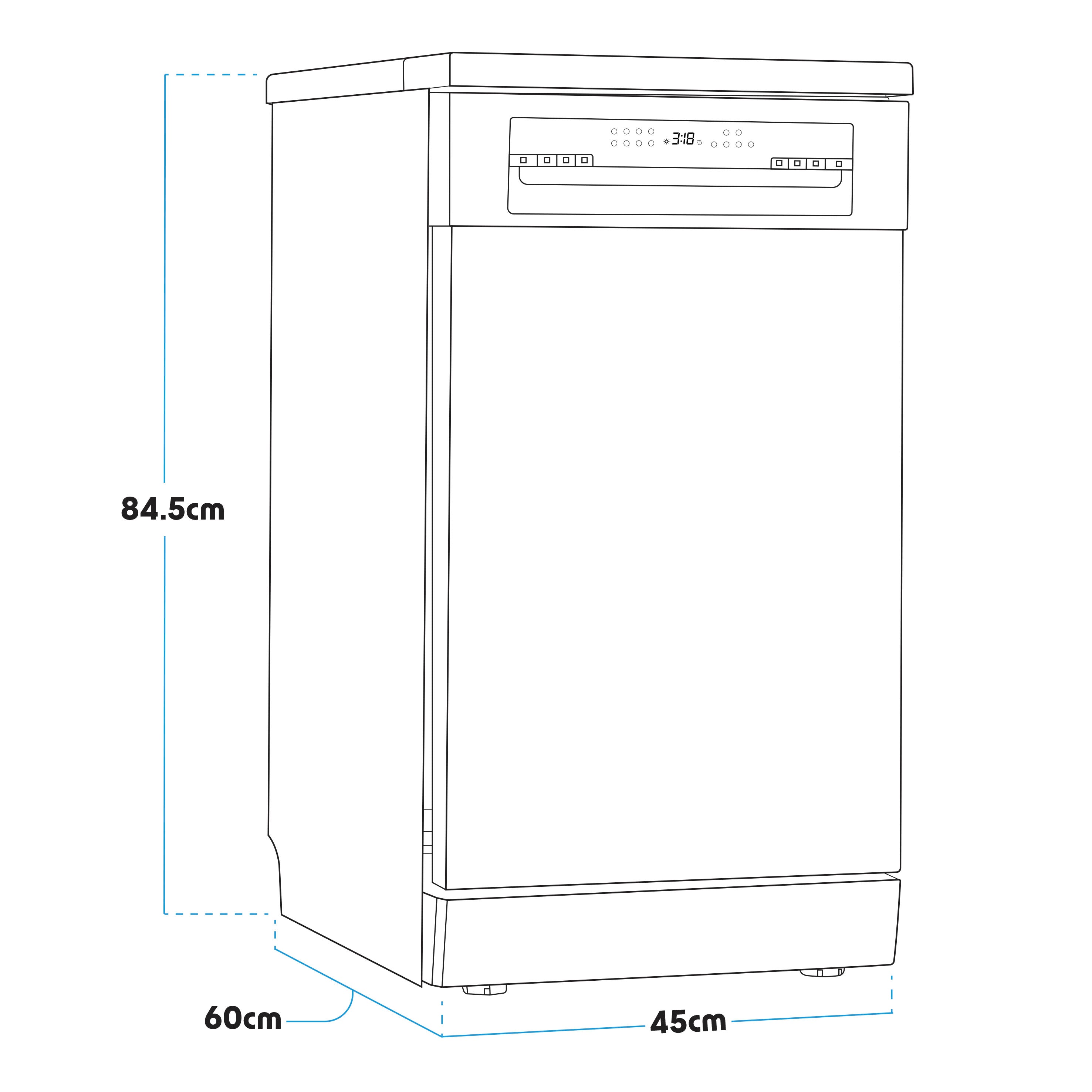 Baridi 45cm Slimline Freestanding Dishwasher, 10 Place Settings, 8 Programs, Silver - DH166