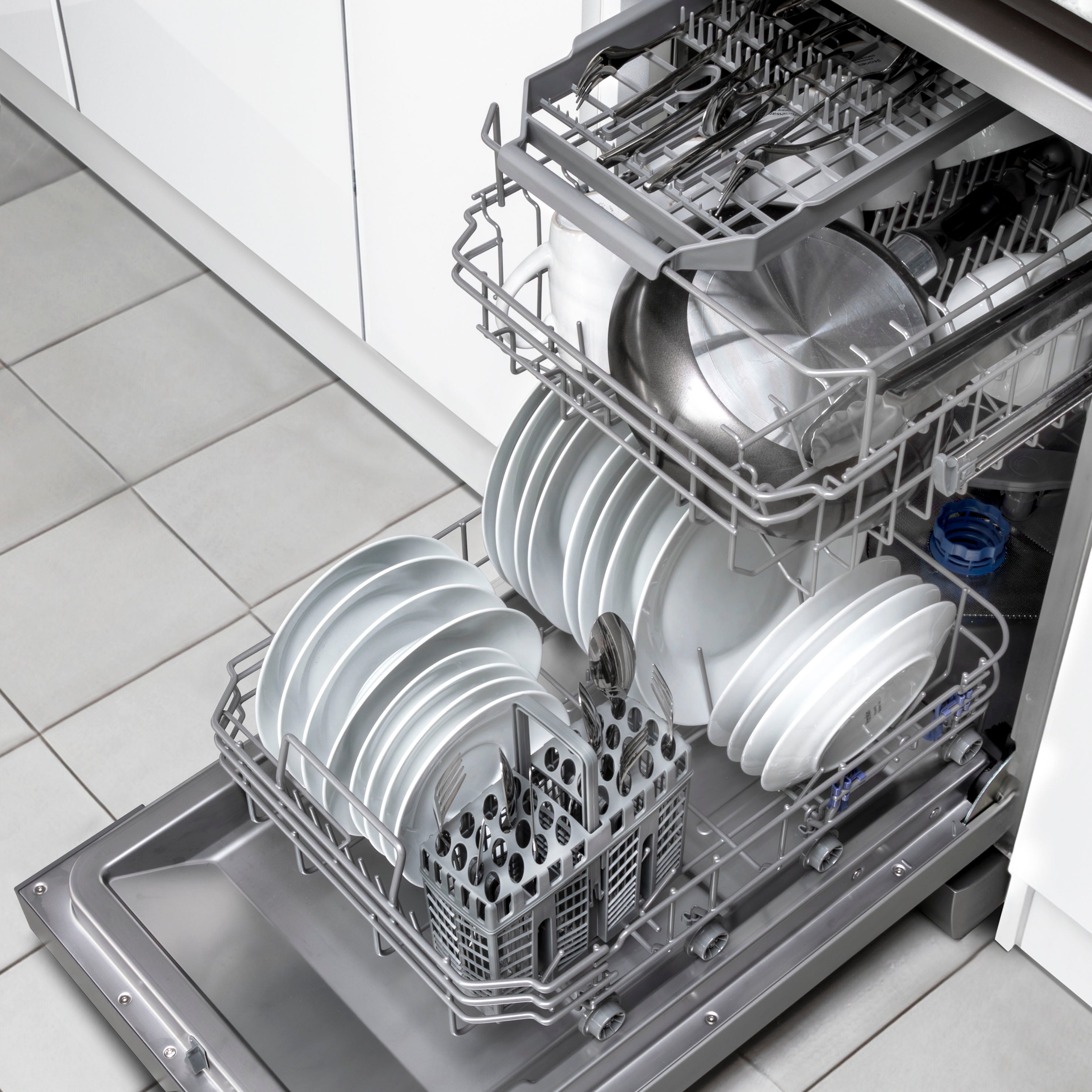Baridi 45cm Slimline Freestanding Dishwasher, 10 Place Settings, 8 Programs, Silver - DH166