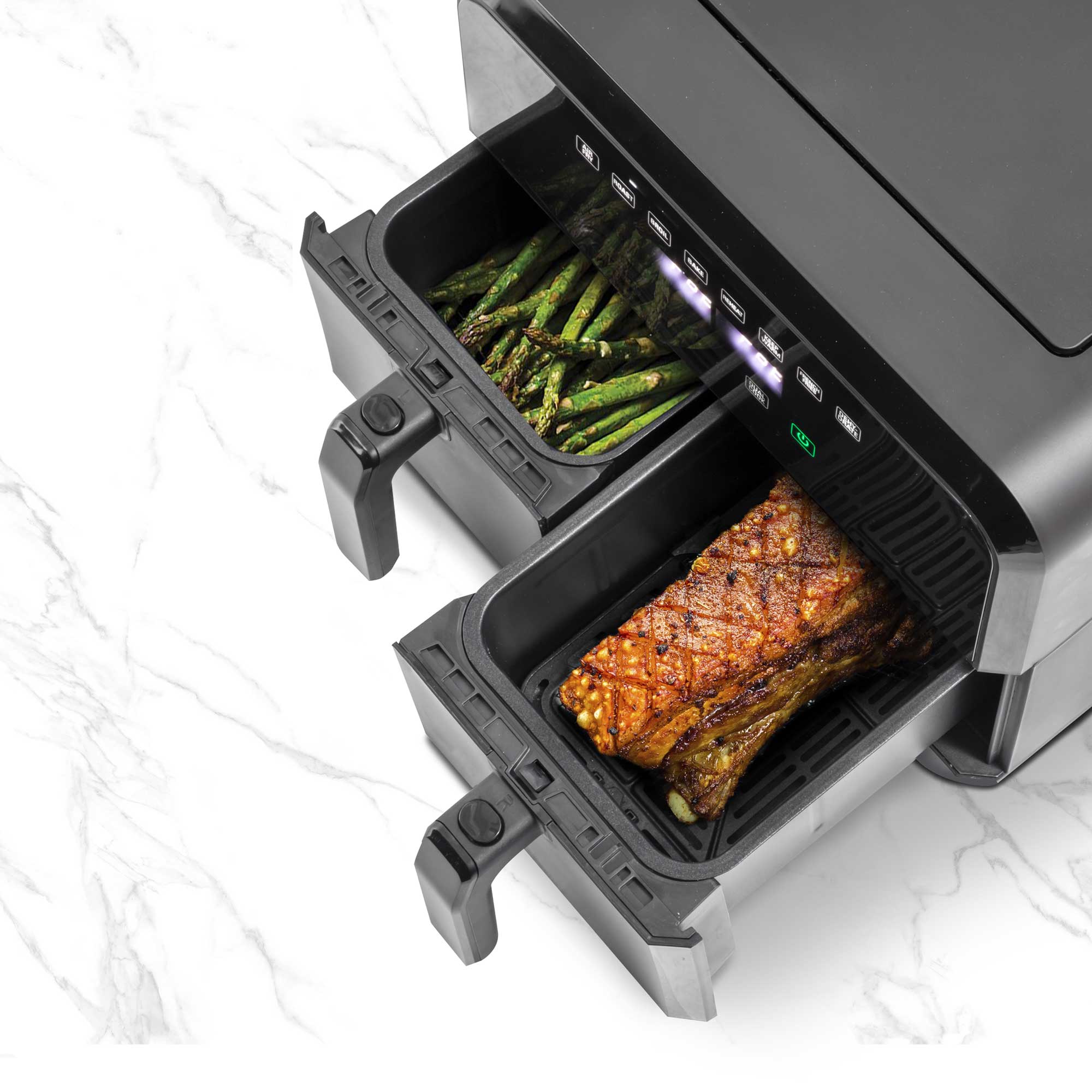 Baridi Dual Zone Air Fryer, 8 Preset Functions, 1700W, 8L, Black - DH172