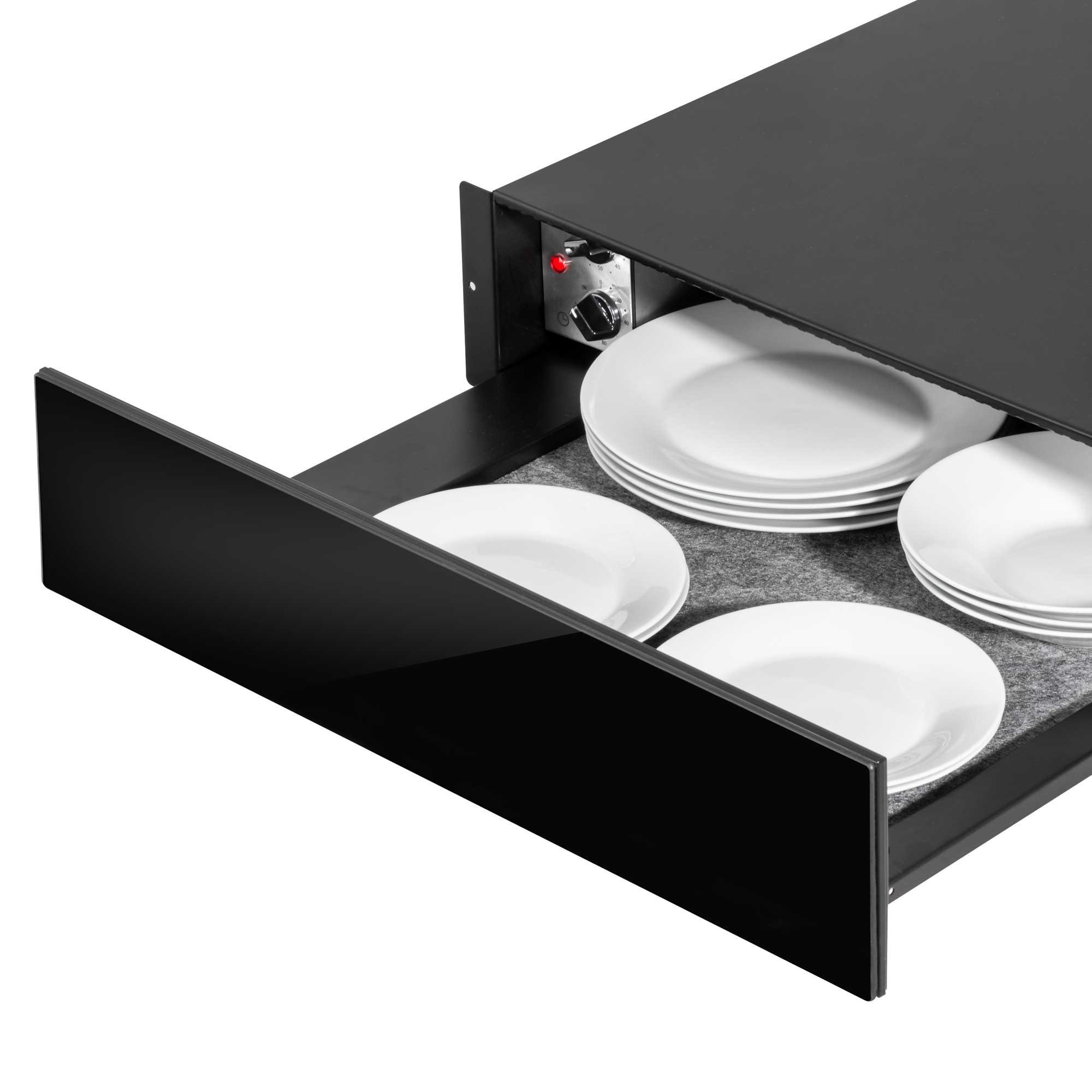 Baridi 60cm Built-In Warming Drawer, Push-to-Open, Anti-Slip Mat, Blac