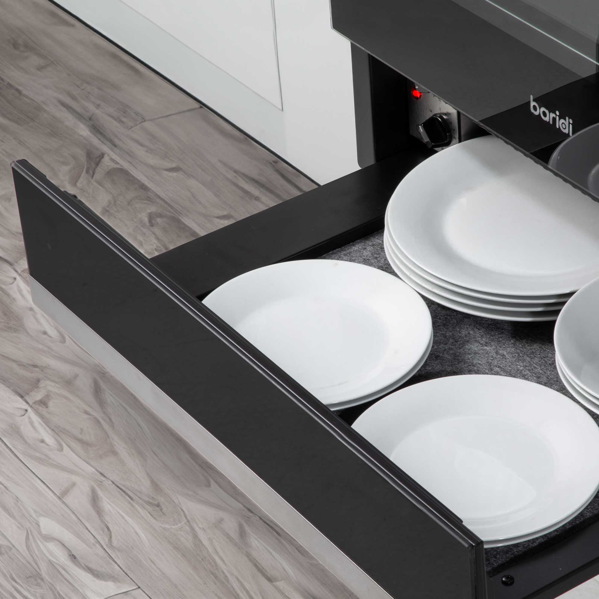 Baridi 60cm Built-In Warming Drawer, Push-to-Open, Anti-Slip Mat, Blac ...