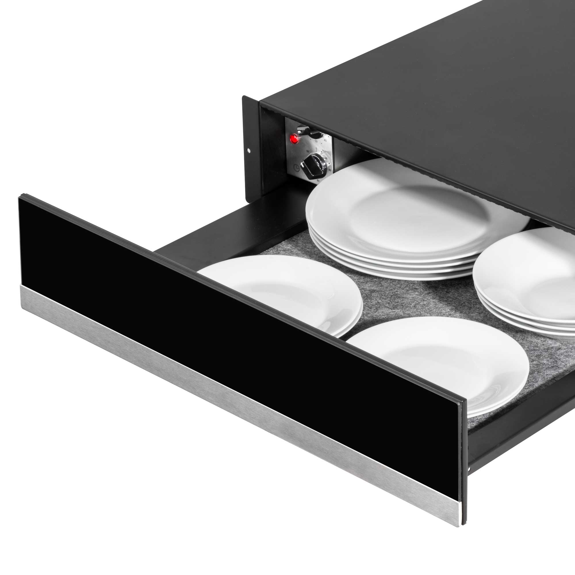 Baridi 60cm Built-In Warming Drawer, Push-to-Open, Anti-Slip Mat, Blac