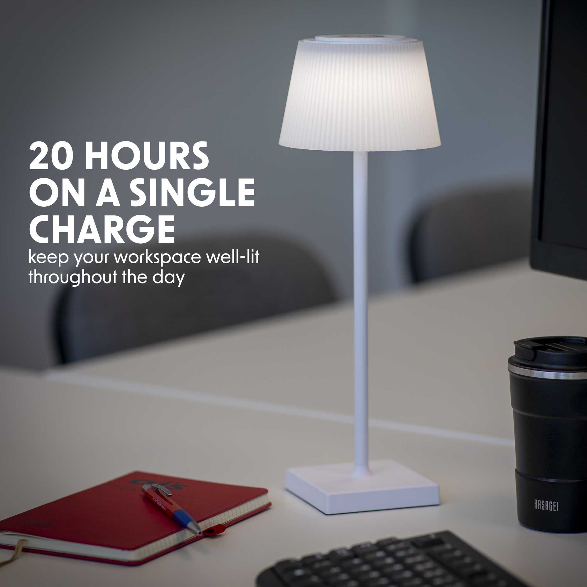 Rechargeable Table Lamp for Home, Office, Restaurants, RGB Colours - White - DH213