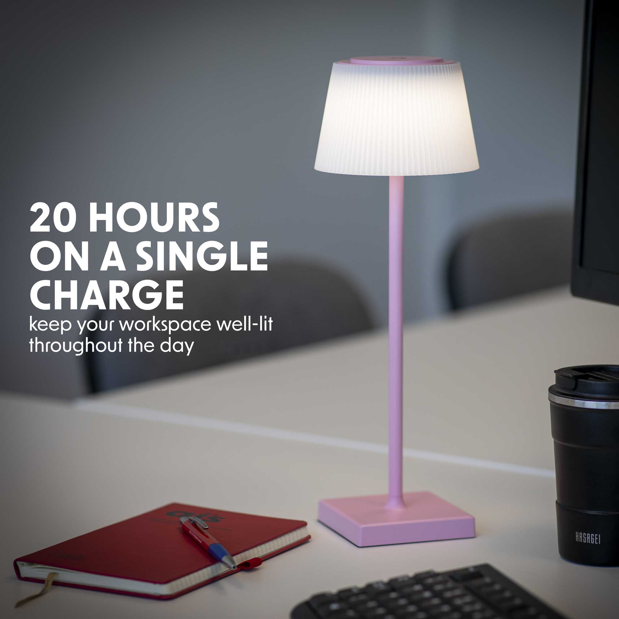 Rechargeable Table Lamp for Home, Office, Restaurants, RGB Colours - Pink - DH215