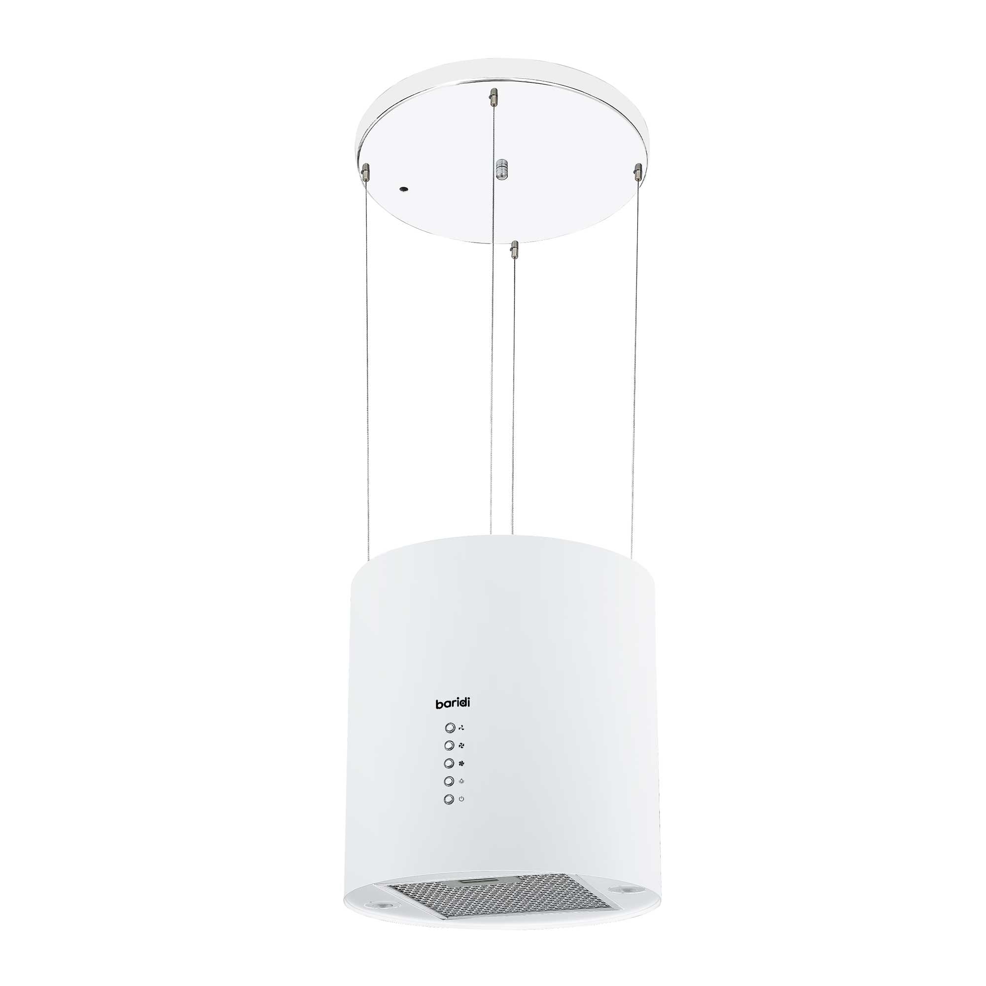 Baridi Island Cooker Hood, Pendant Style, Ø35cm, 3 Speed, White - DH221