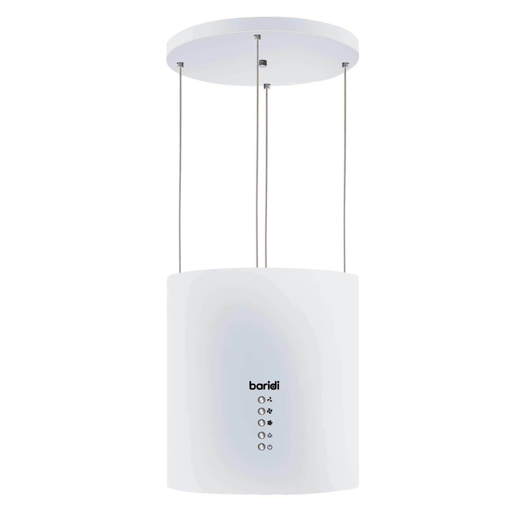 Baridi Island Cooker Hood, Pendant Style, Ø35cm, 3 Speed, White - DH221