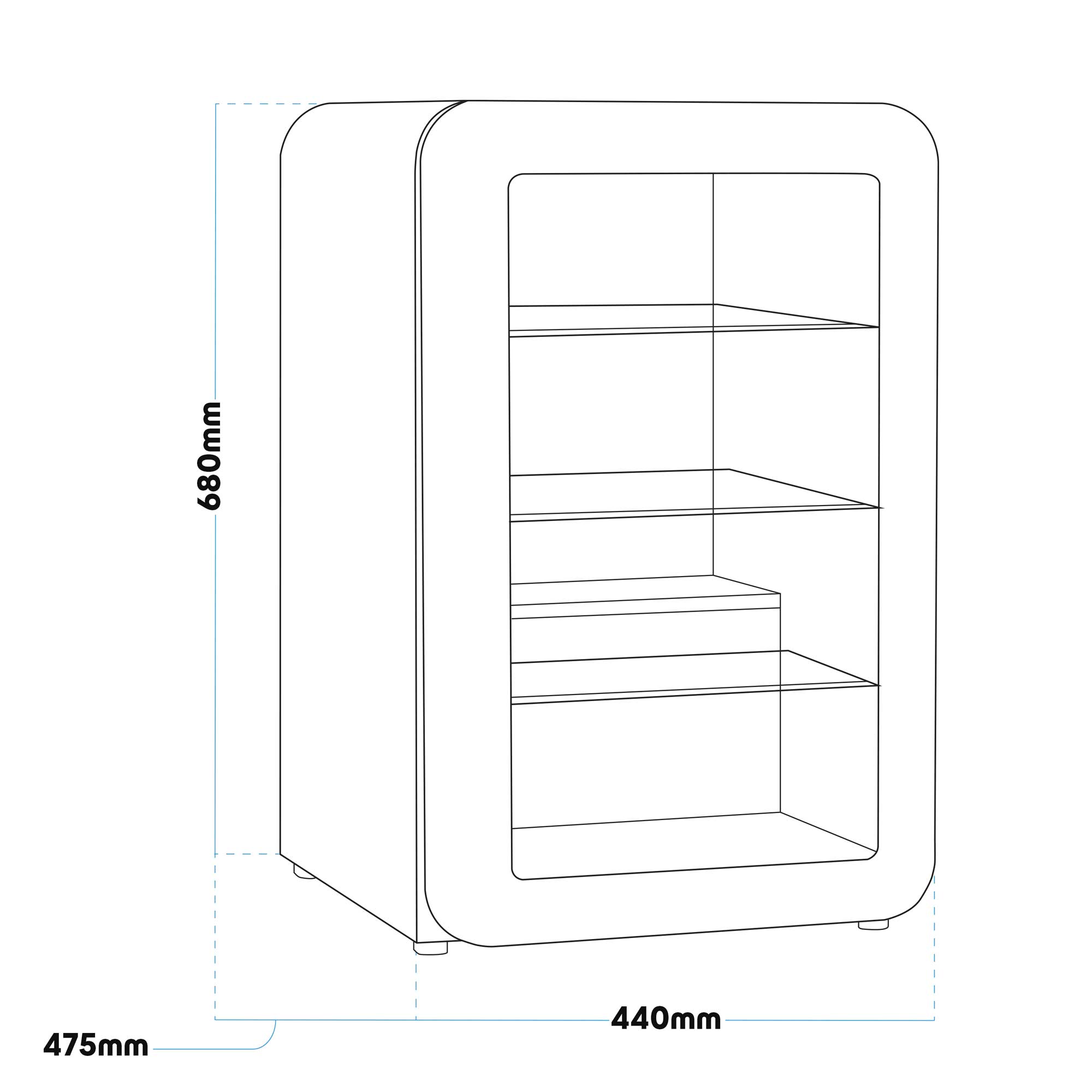 Baridi 70L Under Counter Drinks/Beer & Wine Cooler Fridge, Retro Style - Black - DH222