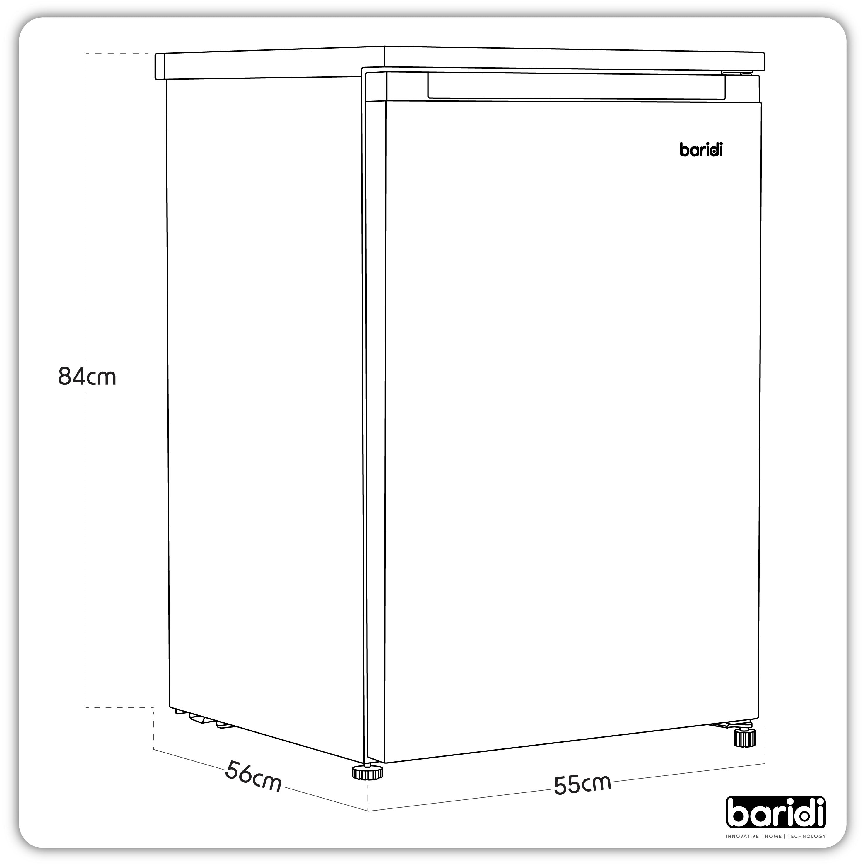 Baridi 55cm Undercounter Freezer with Adjustable Thermostat, 4 Star Rating, 85L, White - DH250