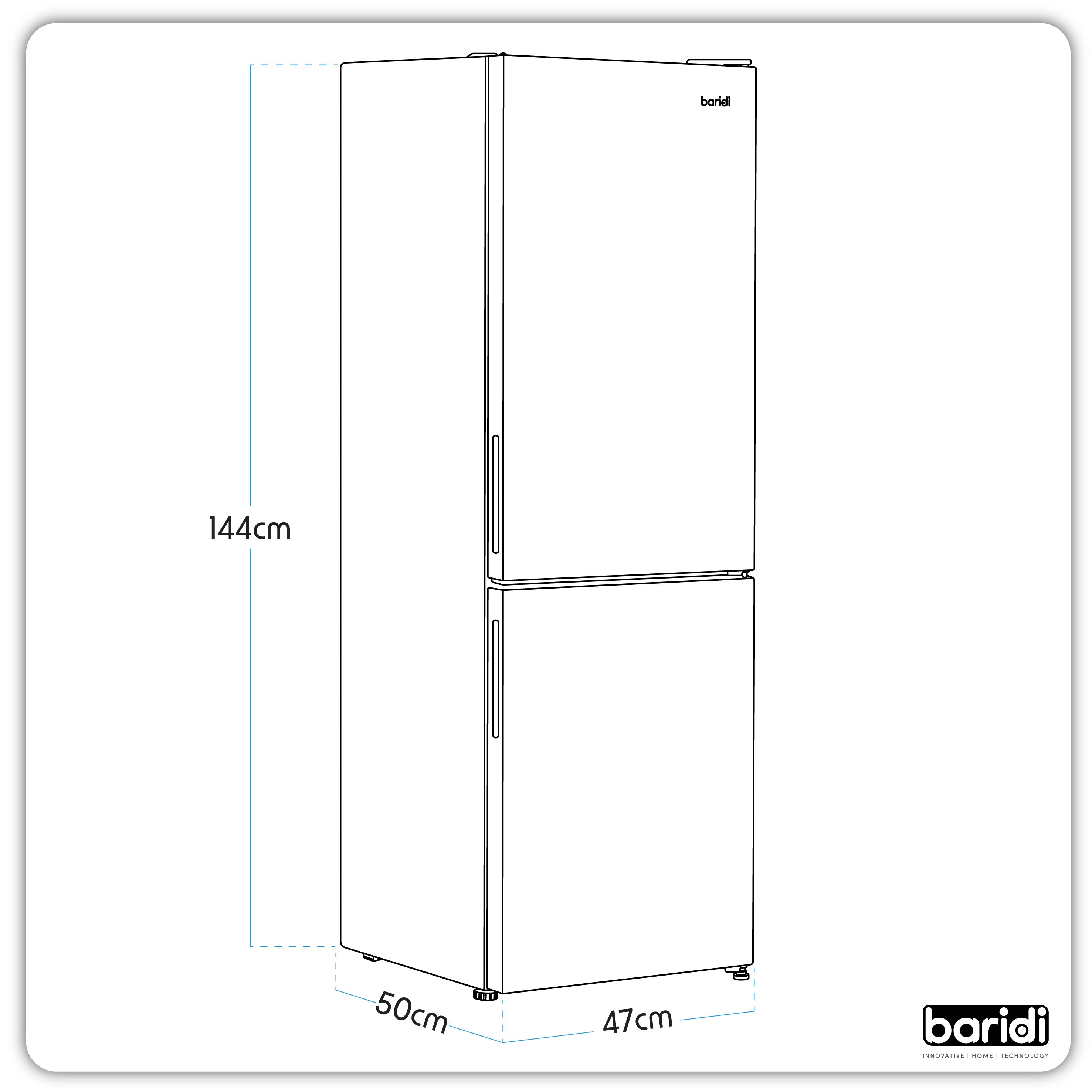 Baridi 47cm 70/30 Fridge Freezer with Adjustable Thermostat, 157L Capacity - White - DH252