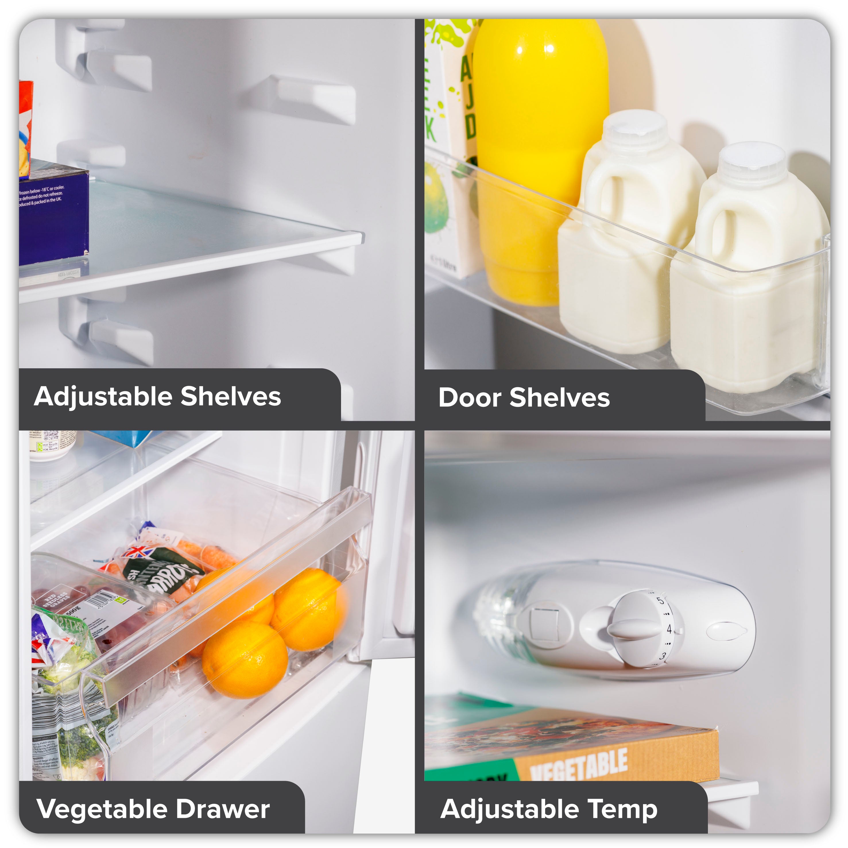 Baridi 47cm 70/30 Fridge Freezer with Adjustable Thermostat, 157L Capacity - White - DH252