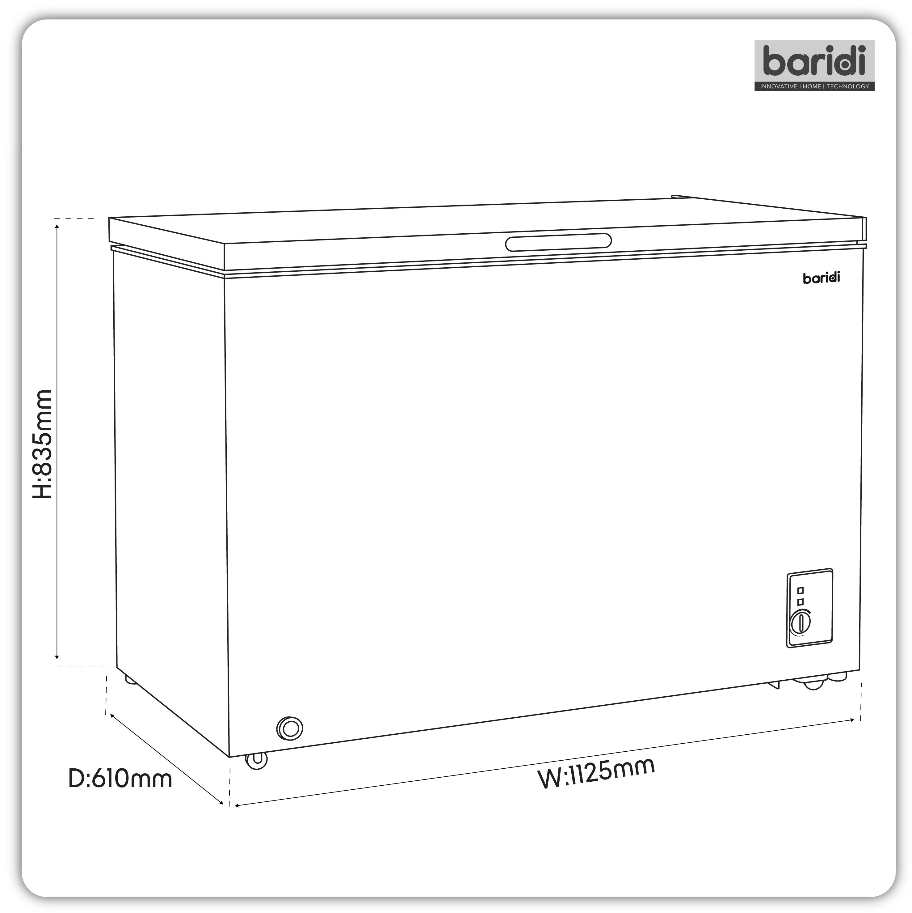 Baridi 299L Freestanding Chest Freezer with Adjustable Thermostat, Black - DH261