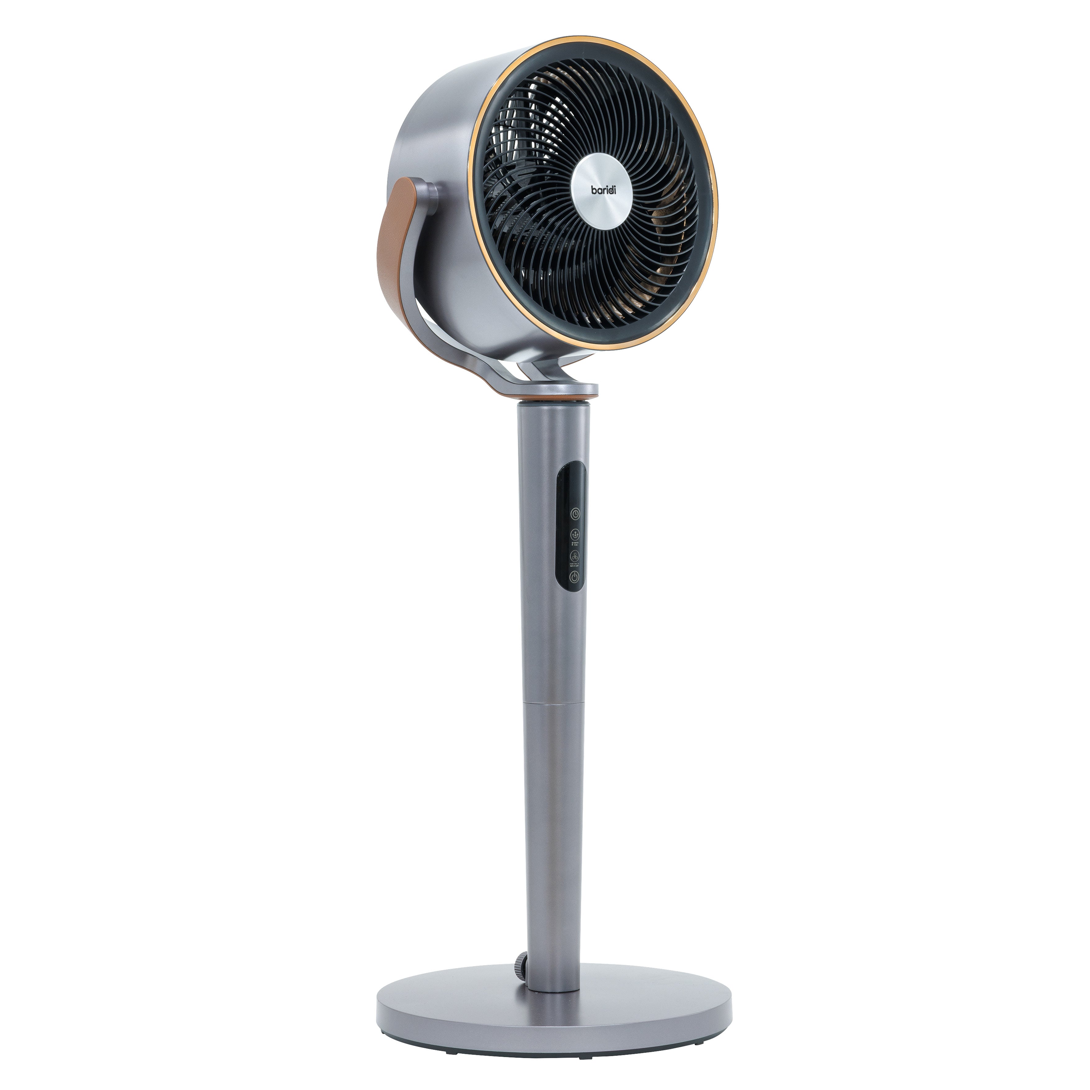 Baridi 12" Pedestal Fan with Remote Control, Back Light & 12hr Timer - Grey - DH264