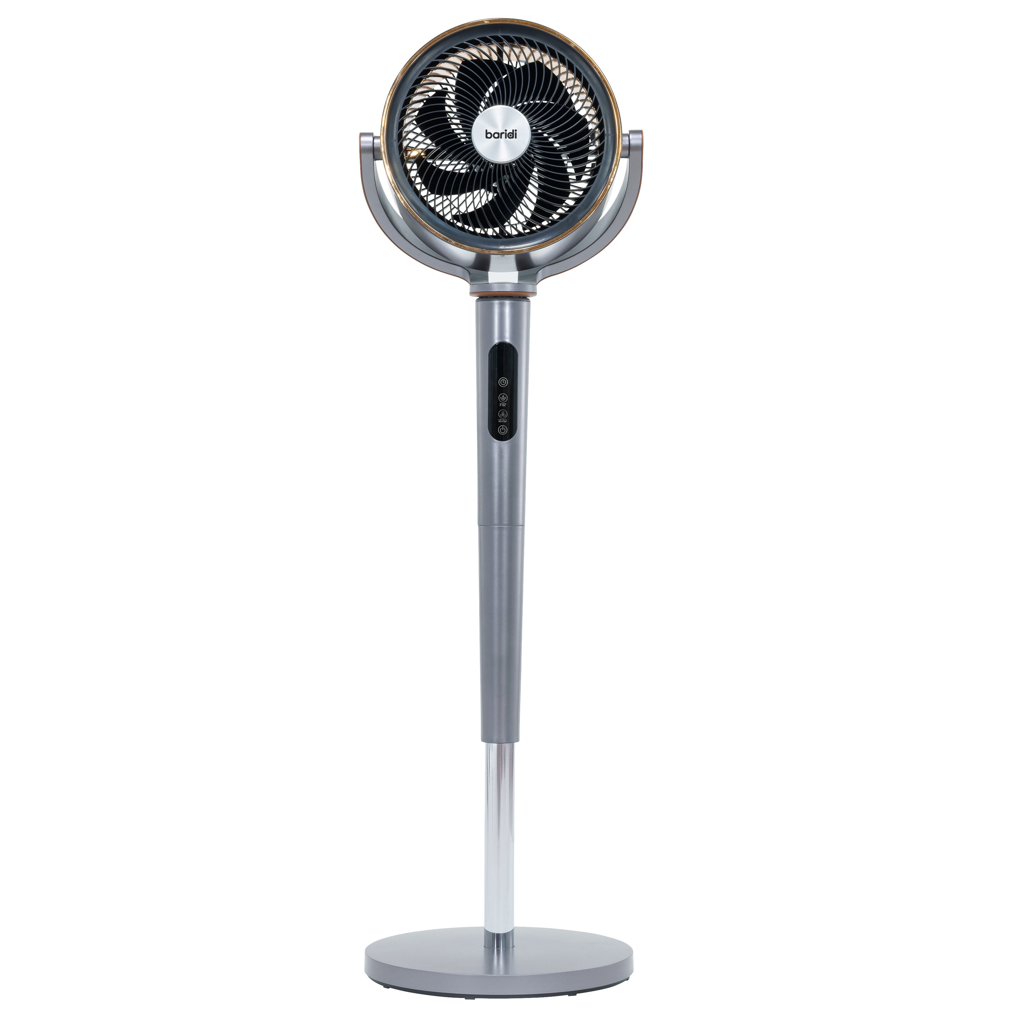 Baridi 12" Pedestal Fan with Remote Control, Back Light & 12hr Timer - Grey - DH264
