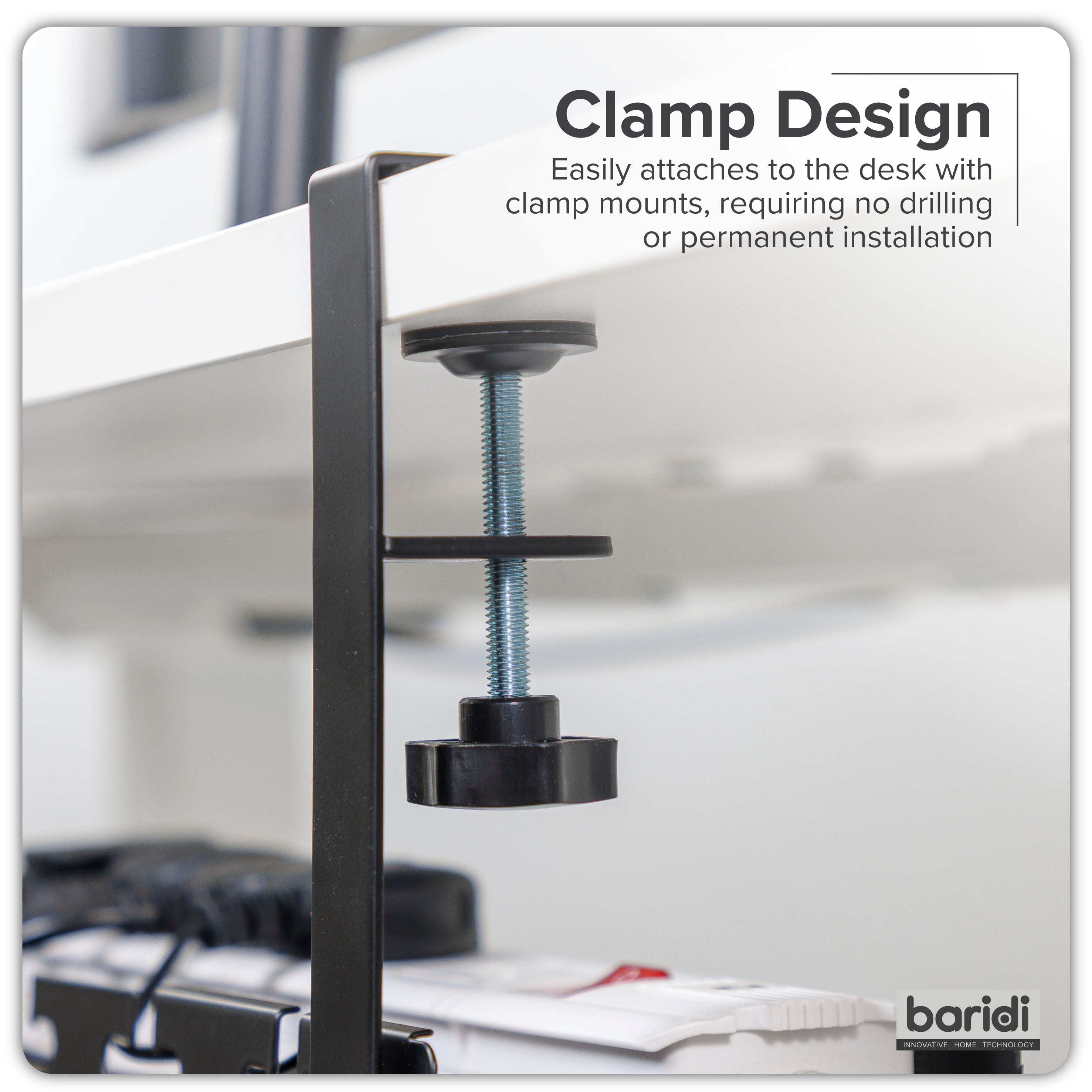Dellonda Cable Management Tray, Extendable, 730mm Wide, Clamp-On - Black