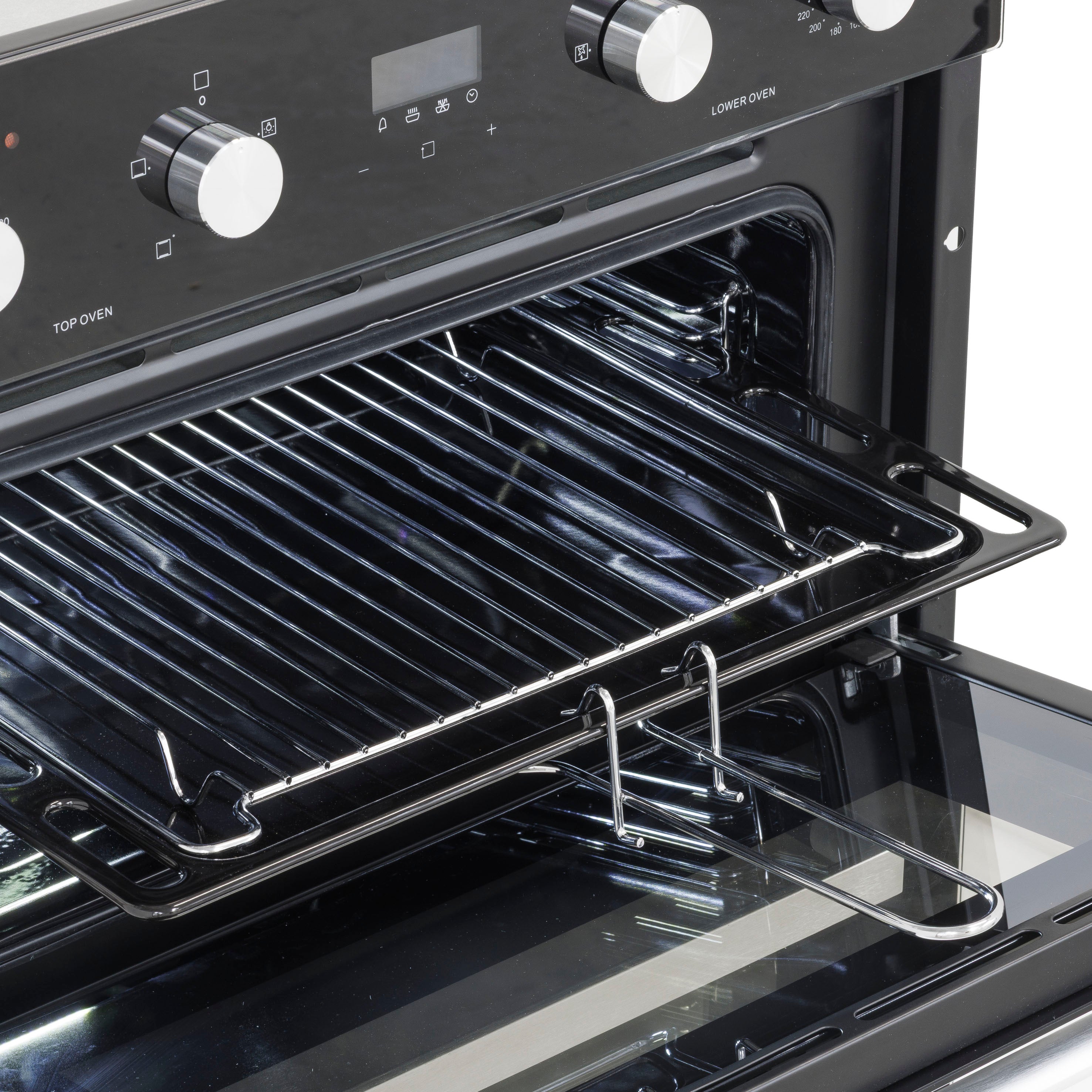 Baridi 72cm Built-Under Double Oven, 74L Capacity, Energy Rating A, 8 Shelf Positions, Black Glass – DH278