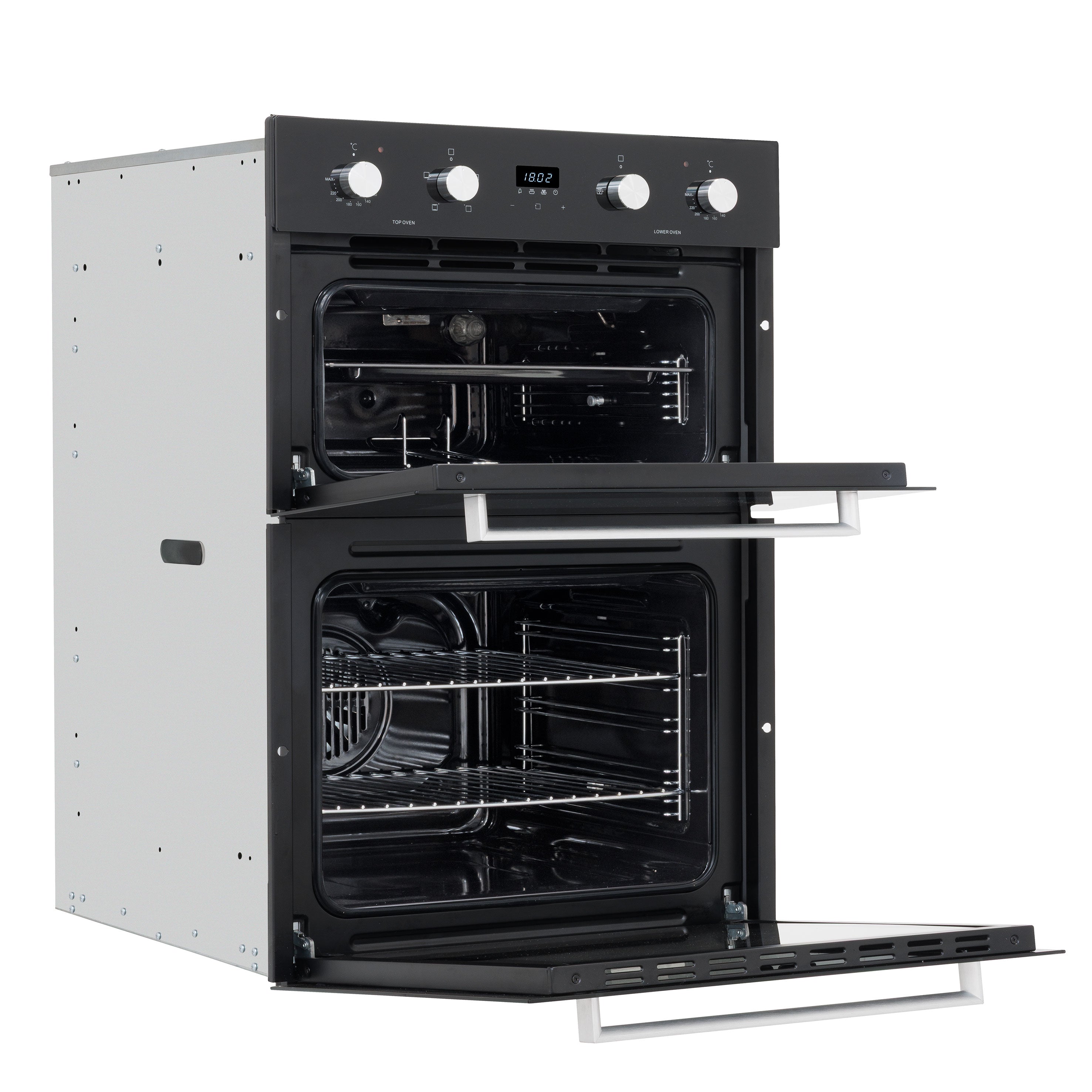 Baridi 72cm Built-Under Double Oven, 74L Capacity, Energy Rating A, 8 Shelf Positions, Black Glass – DH278