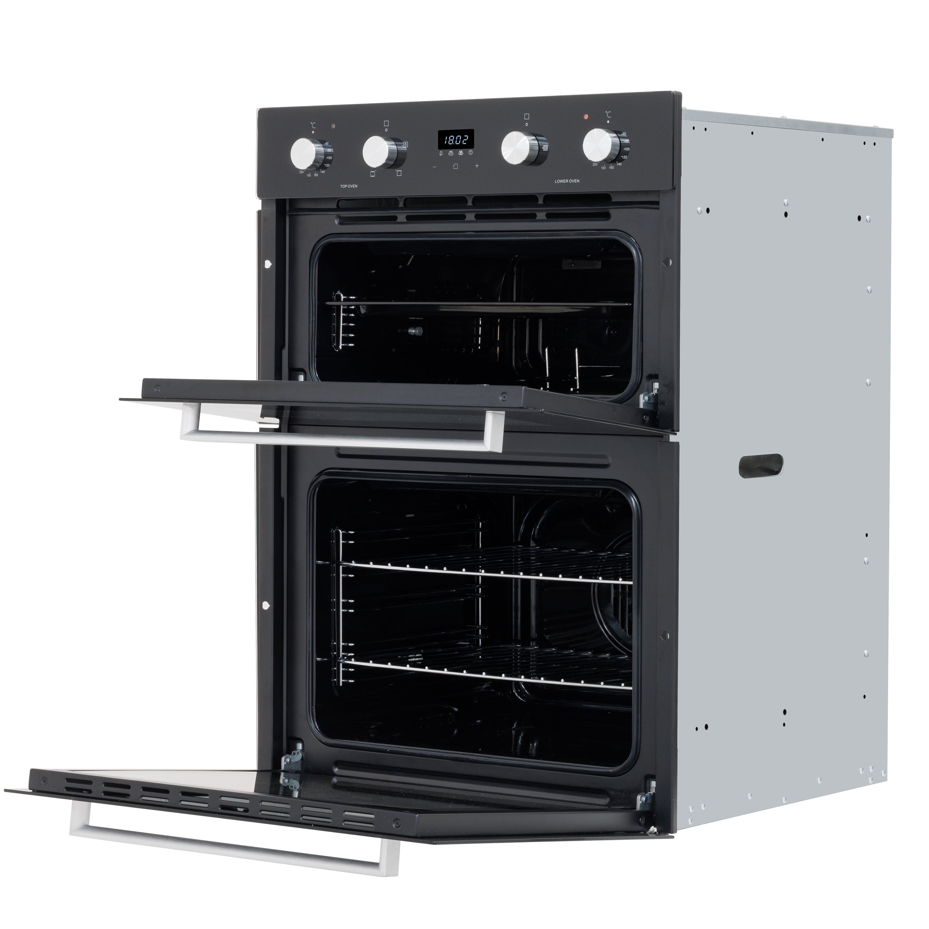 Baridi 72cm Built-Under Double Oven, 74L Capacity, Energy Rating A, 8 Shelf Positions, Black Glass – DH278
