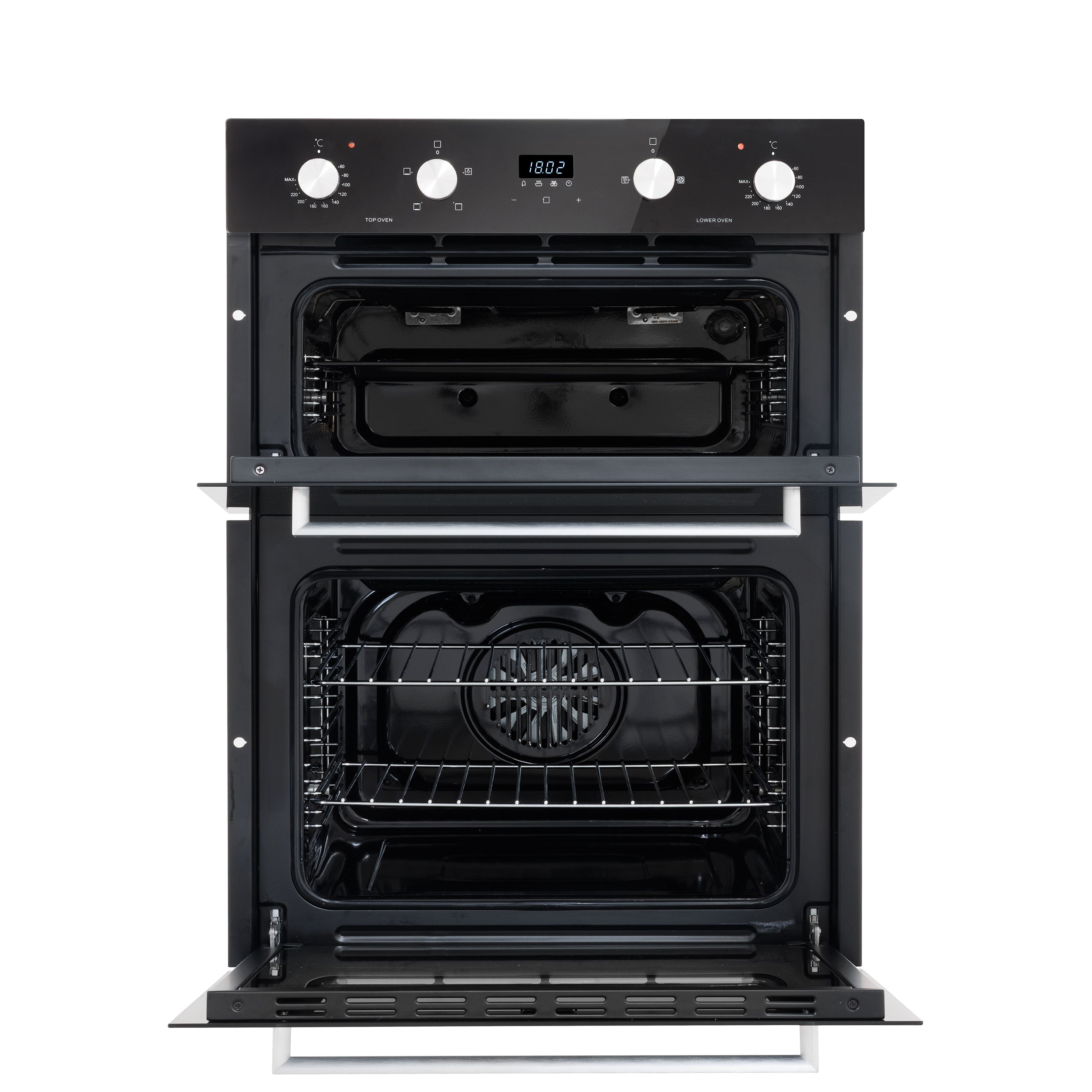Baridi 72cm Built-Under Double Oven, 74L Capacity, Energy Rating A, 8 Shelf Positions, Black Glass – DH278