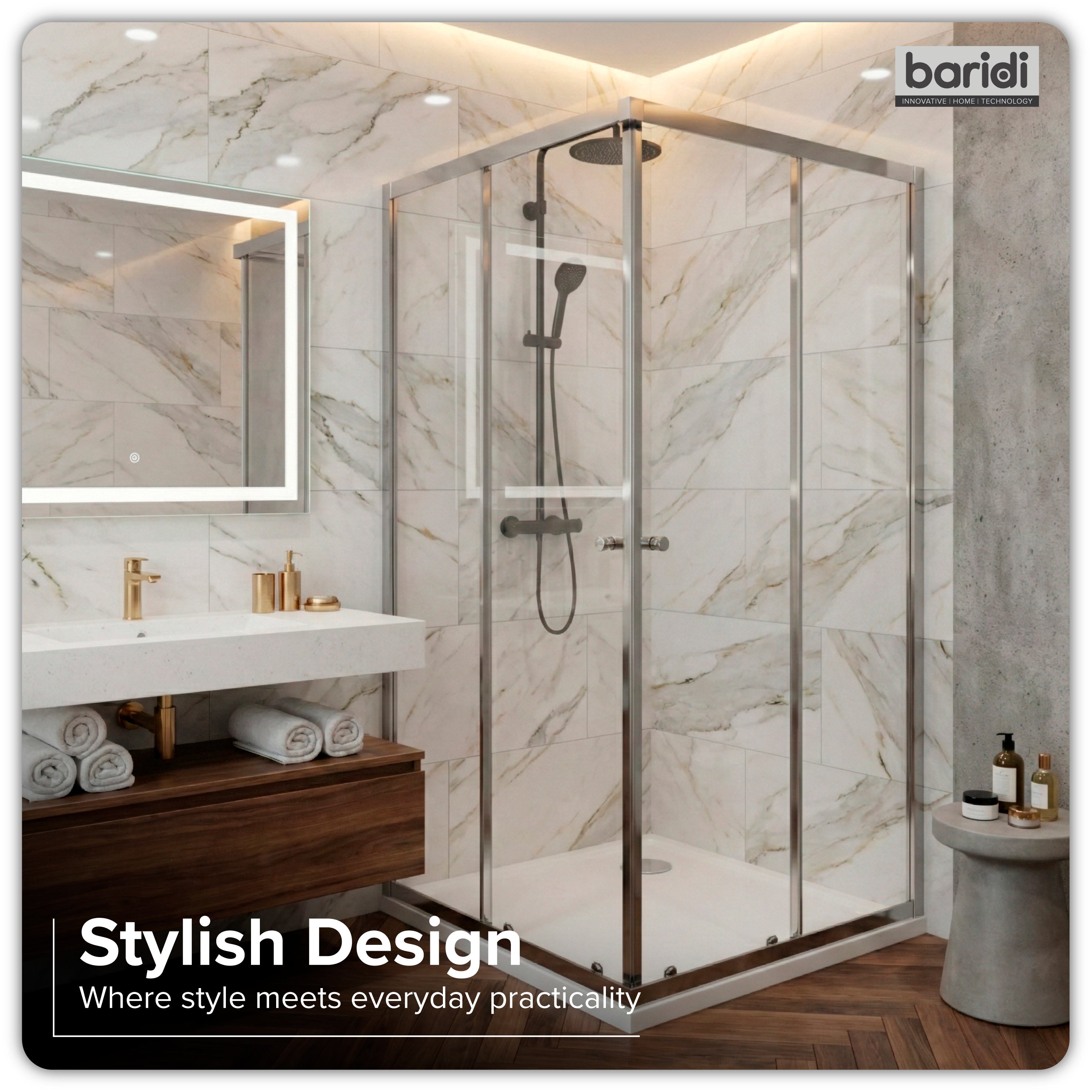Baridi Corner Entry Shower Enclosure 900 x 900 x 1850mm with 6mm Tempered Glass - Chrome - DH299