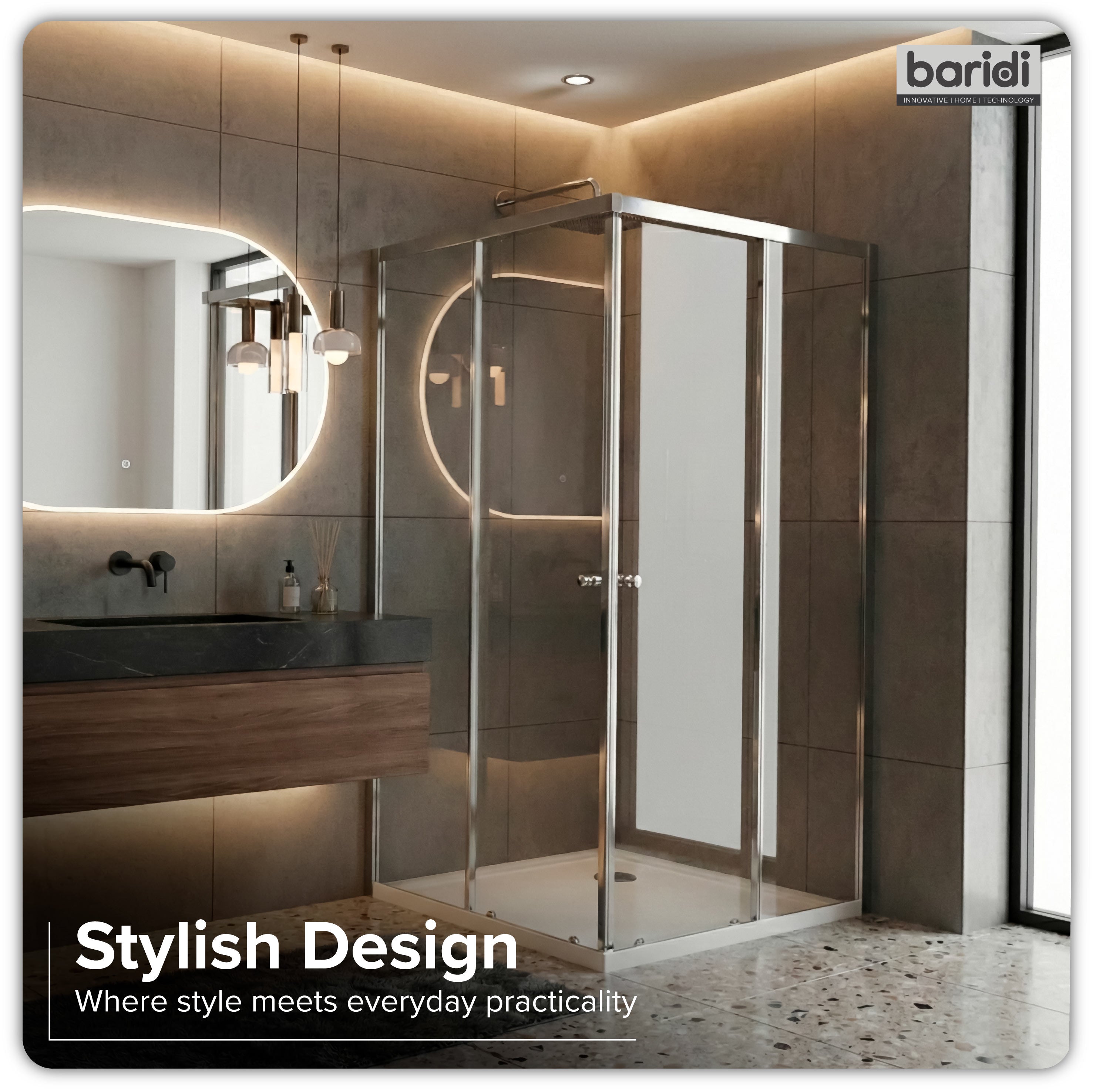 Baridi Corner Entry Shower Enclosure 1000 x 800 x 1850mm with 6mm Tempered Glass - Chrome – DH300