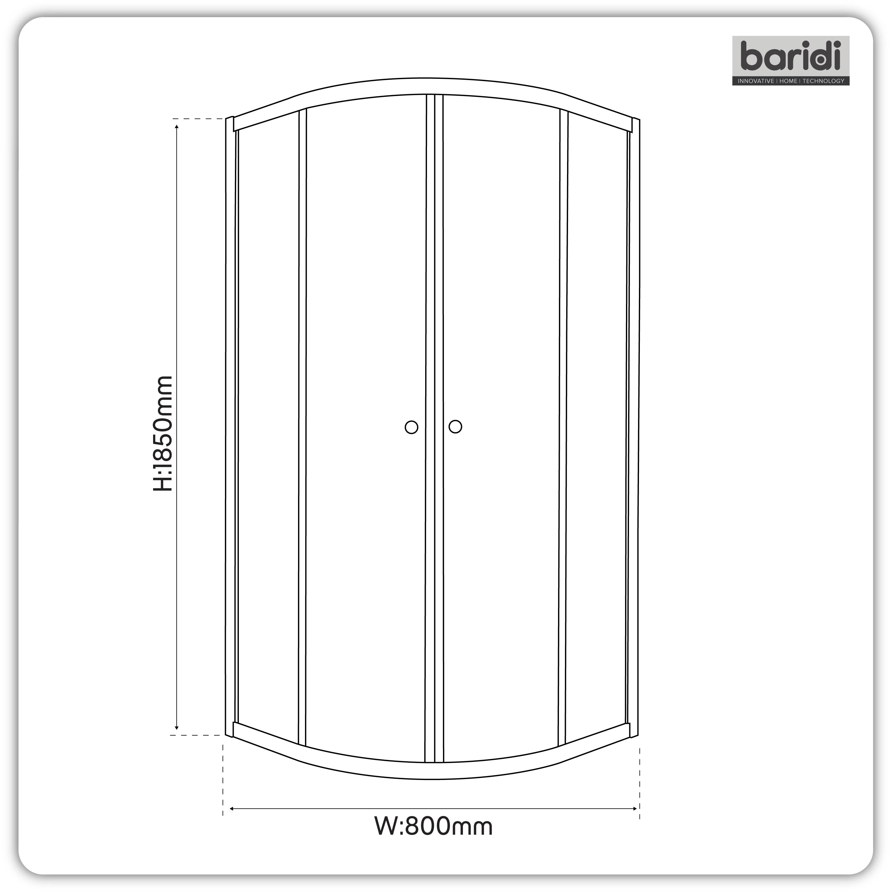 Baridi Quadrant Shower Enclosure 800 x 800 x 1850mm with 6mm Tempered Glass, Chrome - DH301