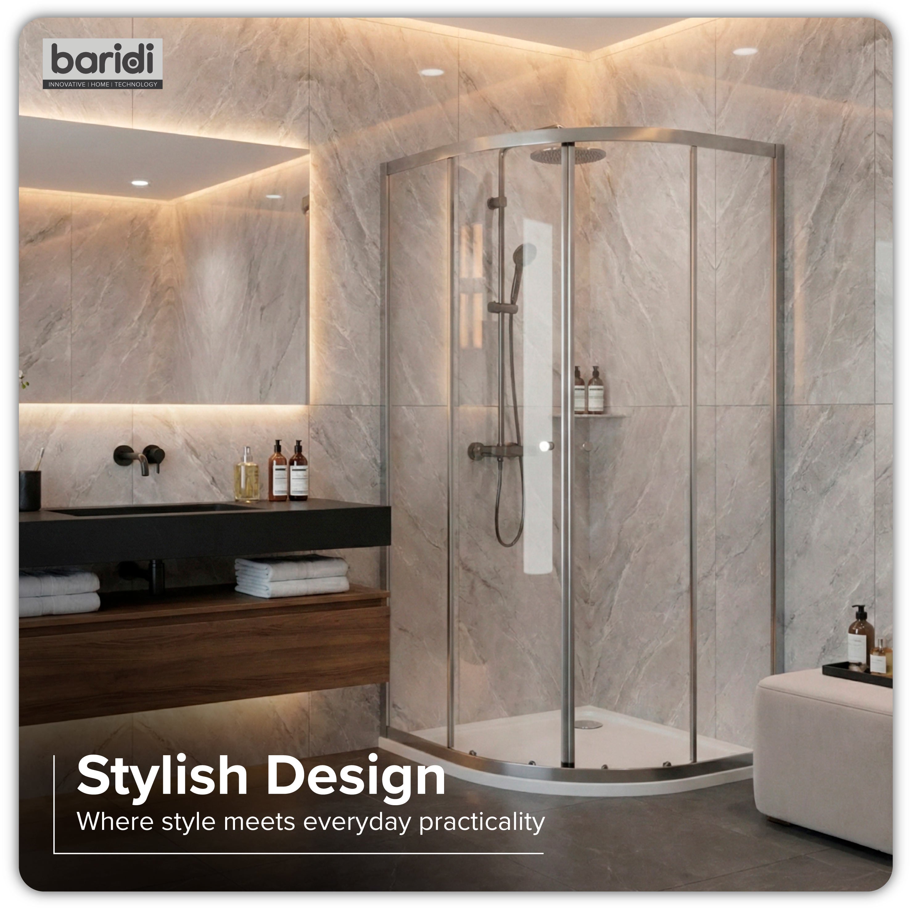 Baridi Quadrant Shower Enclosure 800 x 800 x 1850mm with 6mm Tempered Glass, Chrome - DH301