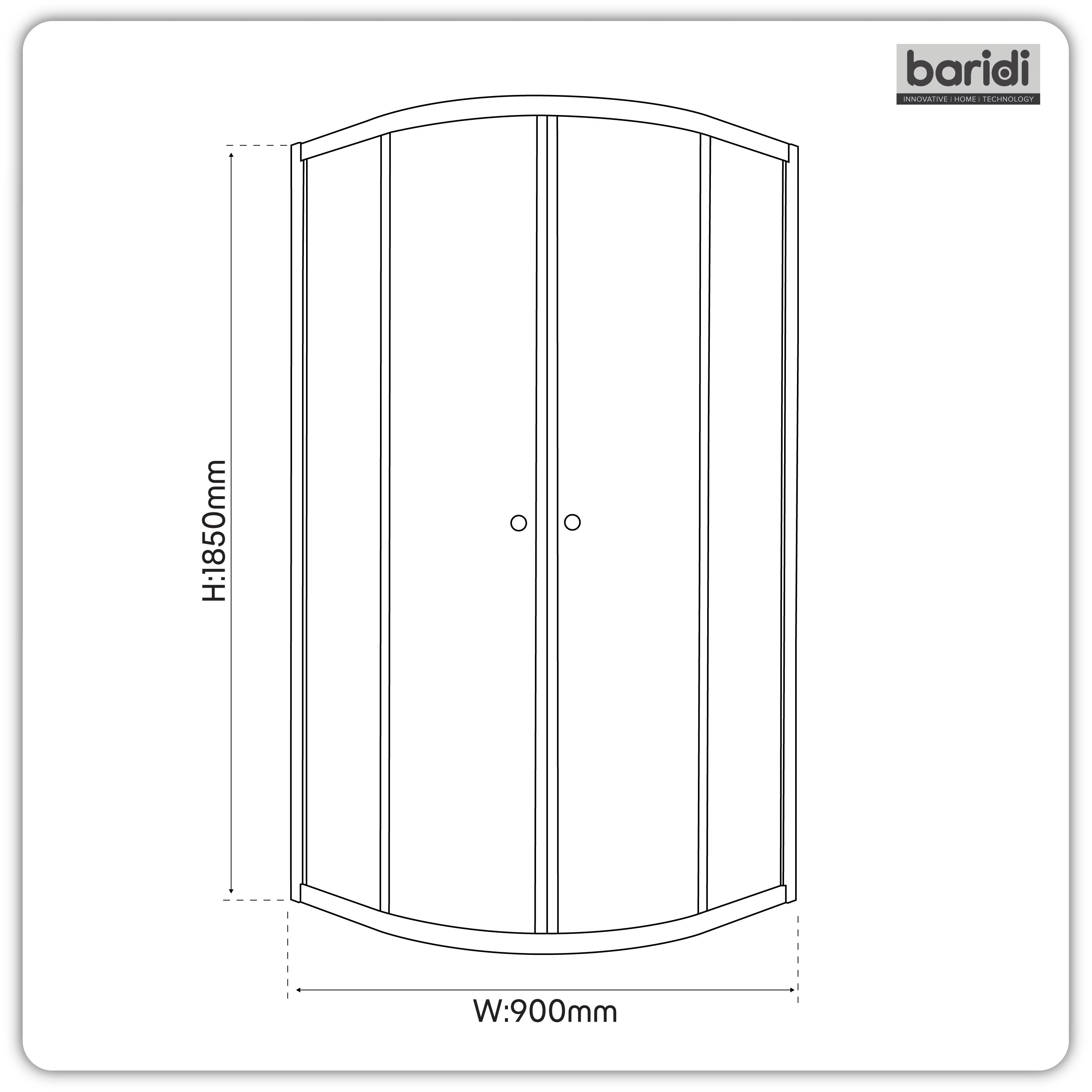 Baridi Quadrant Shower Enclosure 900 x 900 x 1850mm with 6mm Tempered Glass, Chrome - DH302