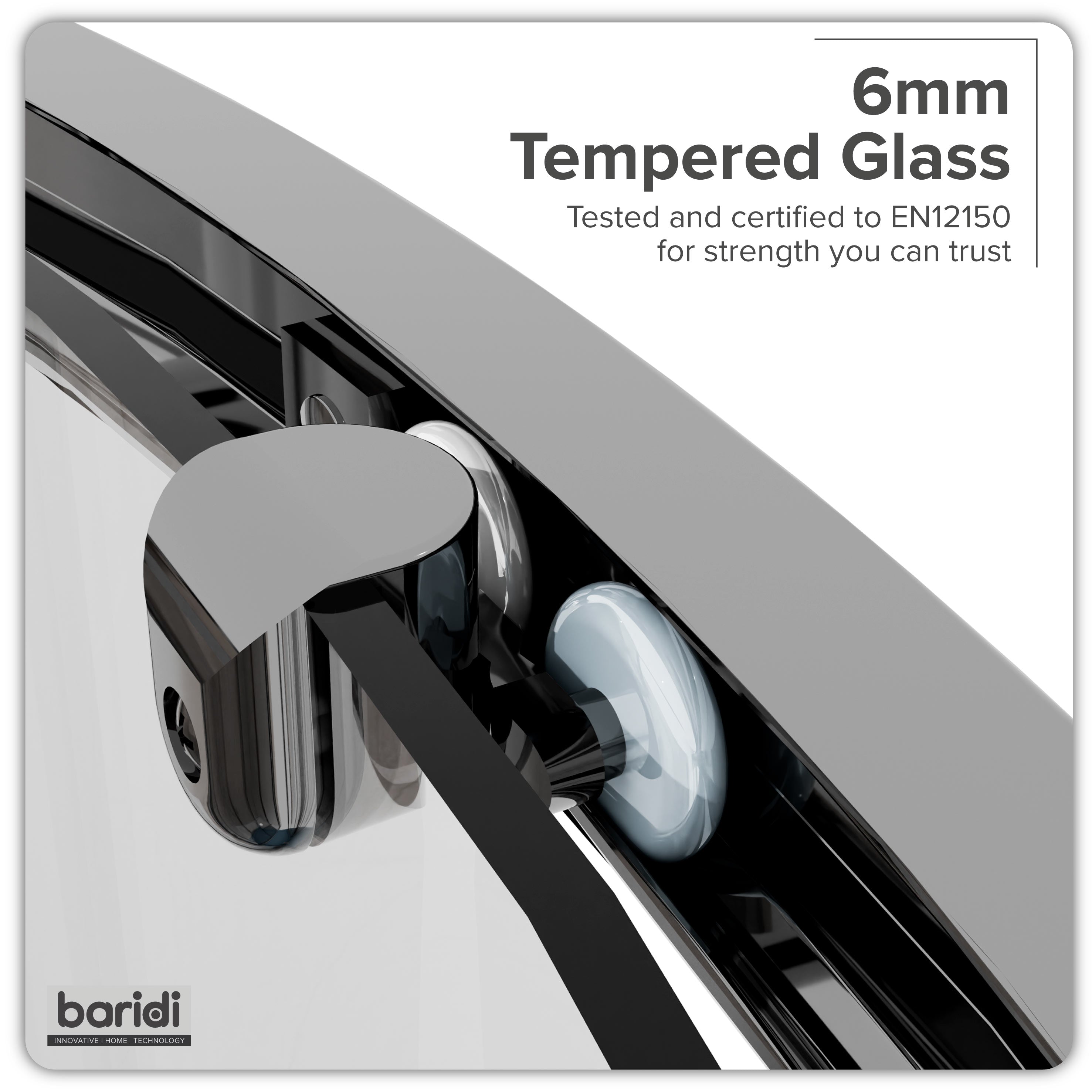 Baridi Quadrant Shower Enclosure 900 x 900 x 1850mm with 6mm Tempered Glass, Chrome - DH302