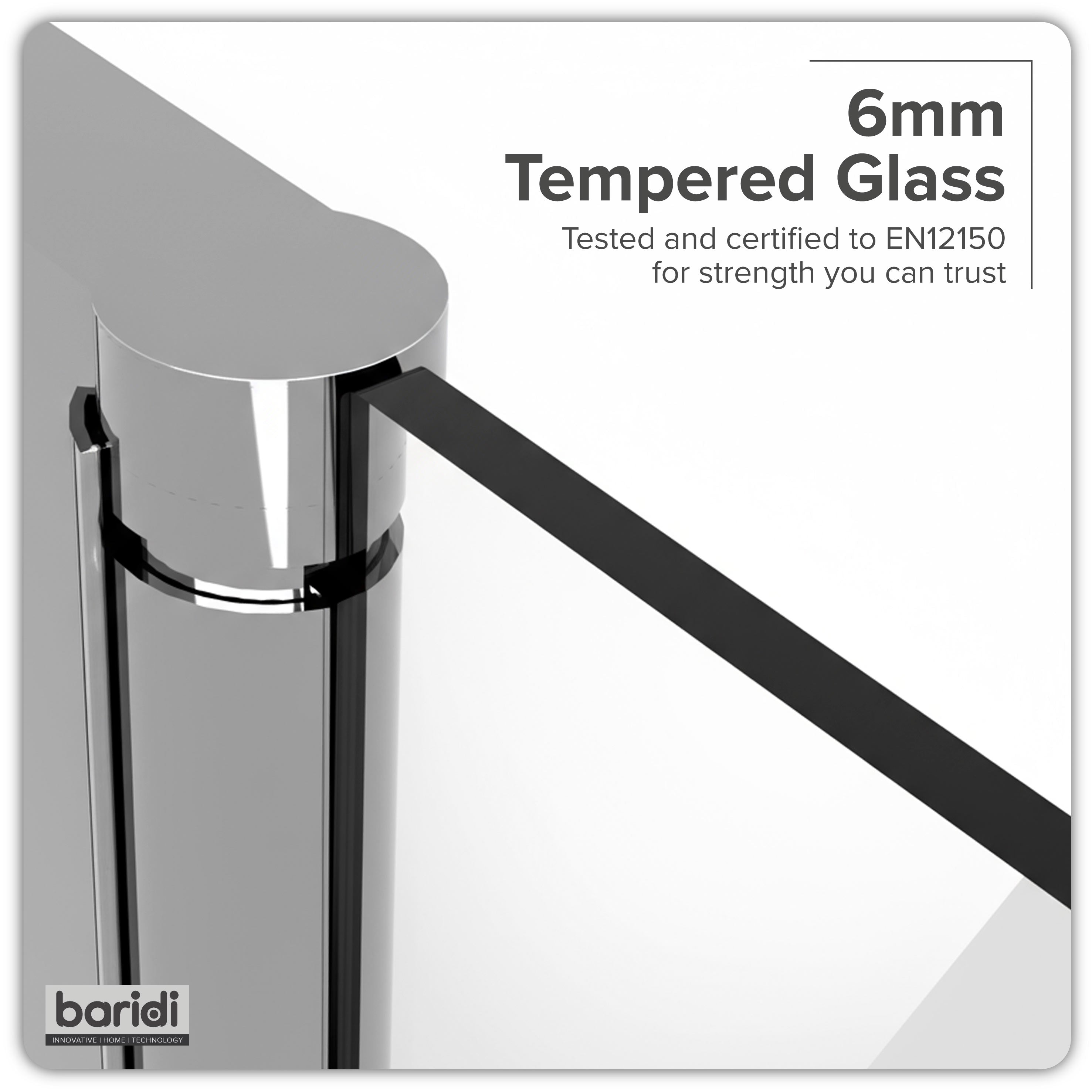 Baridi Pivot Shower Door 800 x 1850mm, 6mm Tempered Glass, Reversible Installation, Chrome - DH303