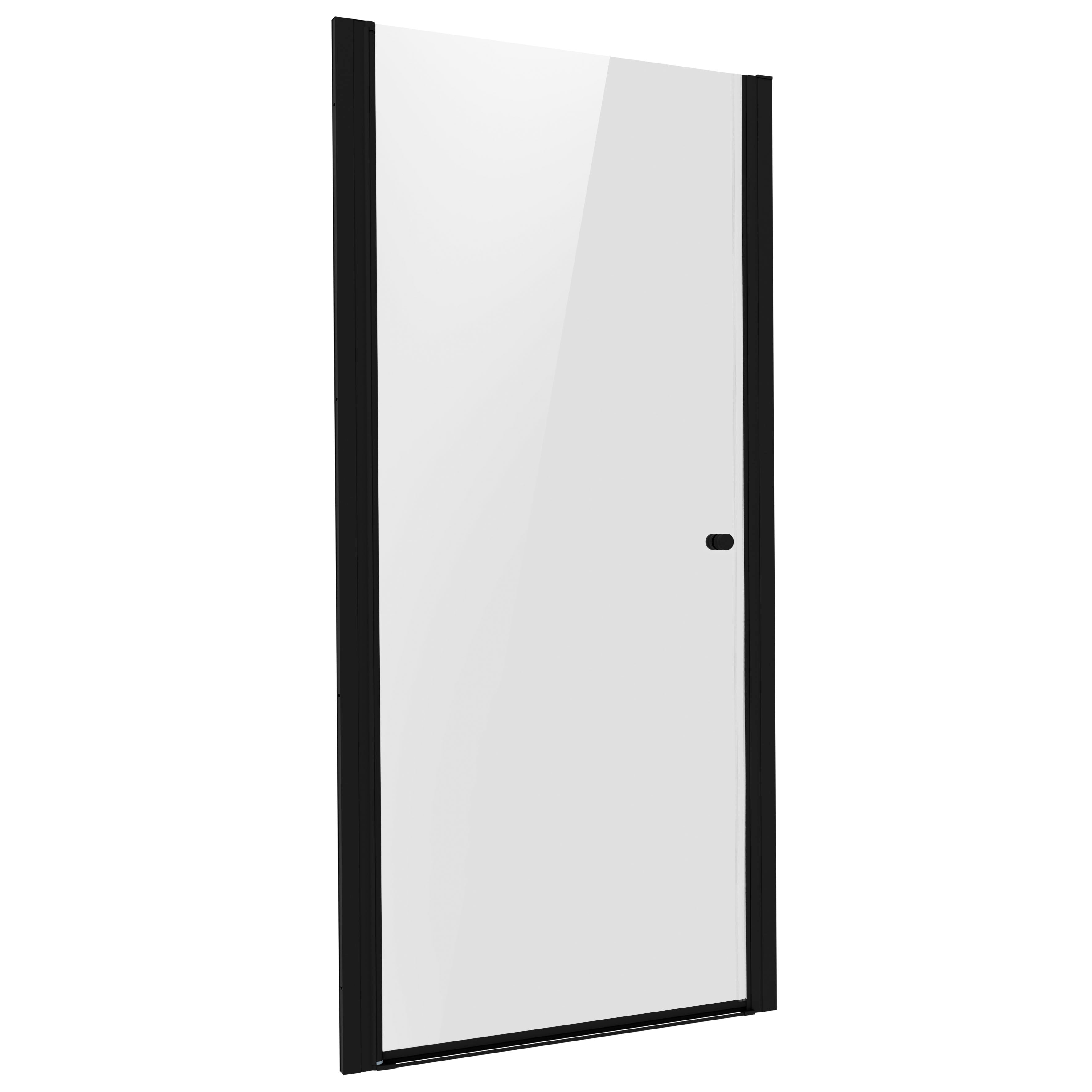 Baridi Pivot Shower Door 800 x 1850mm, 6mm Tempered Glass, Reversible Installation, Black - DH304