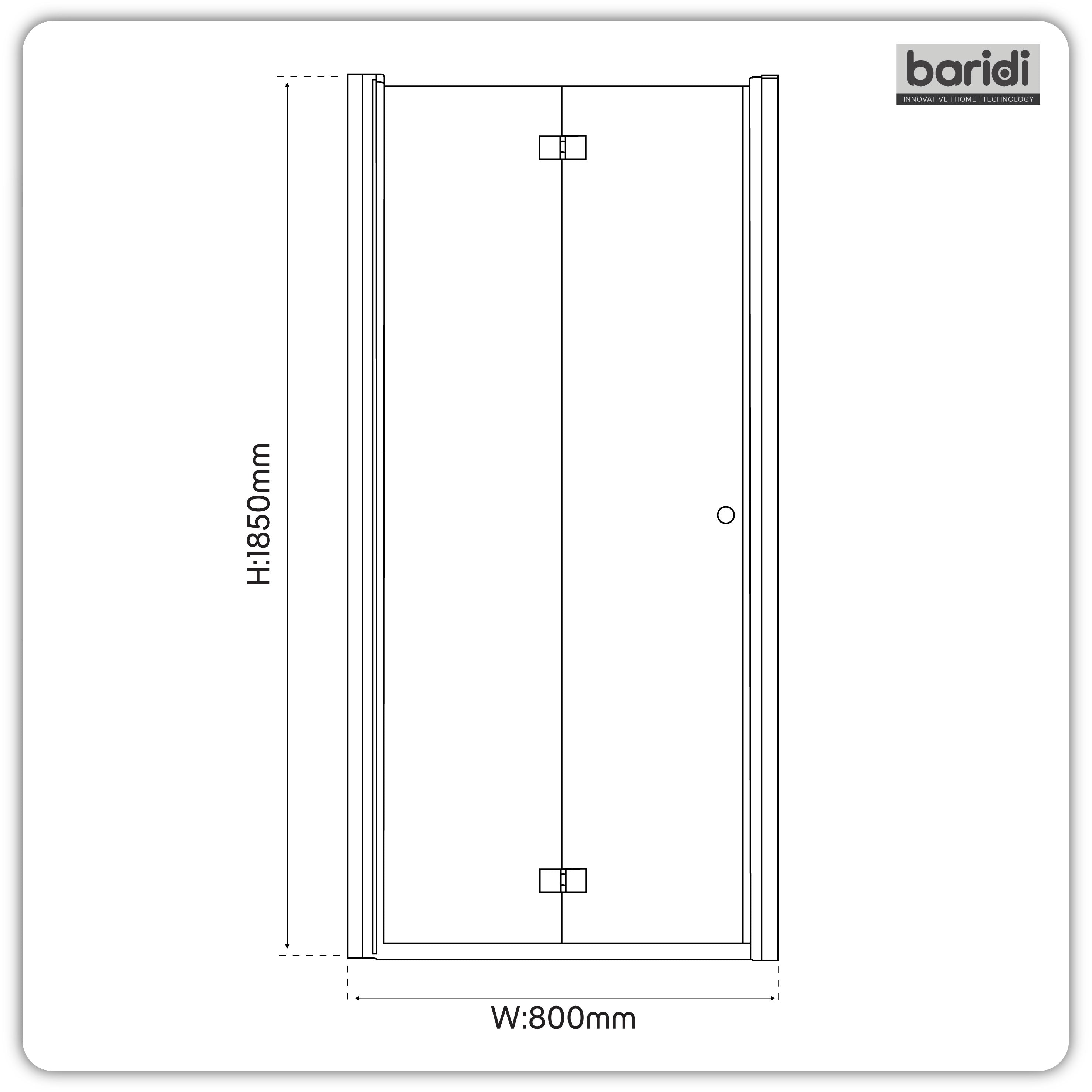 Baridi Bi-Fold Shower Door 800 x 1850mm, 6mm Tempered Glass, Reversible Installation, Chrome - DH305