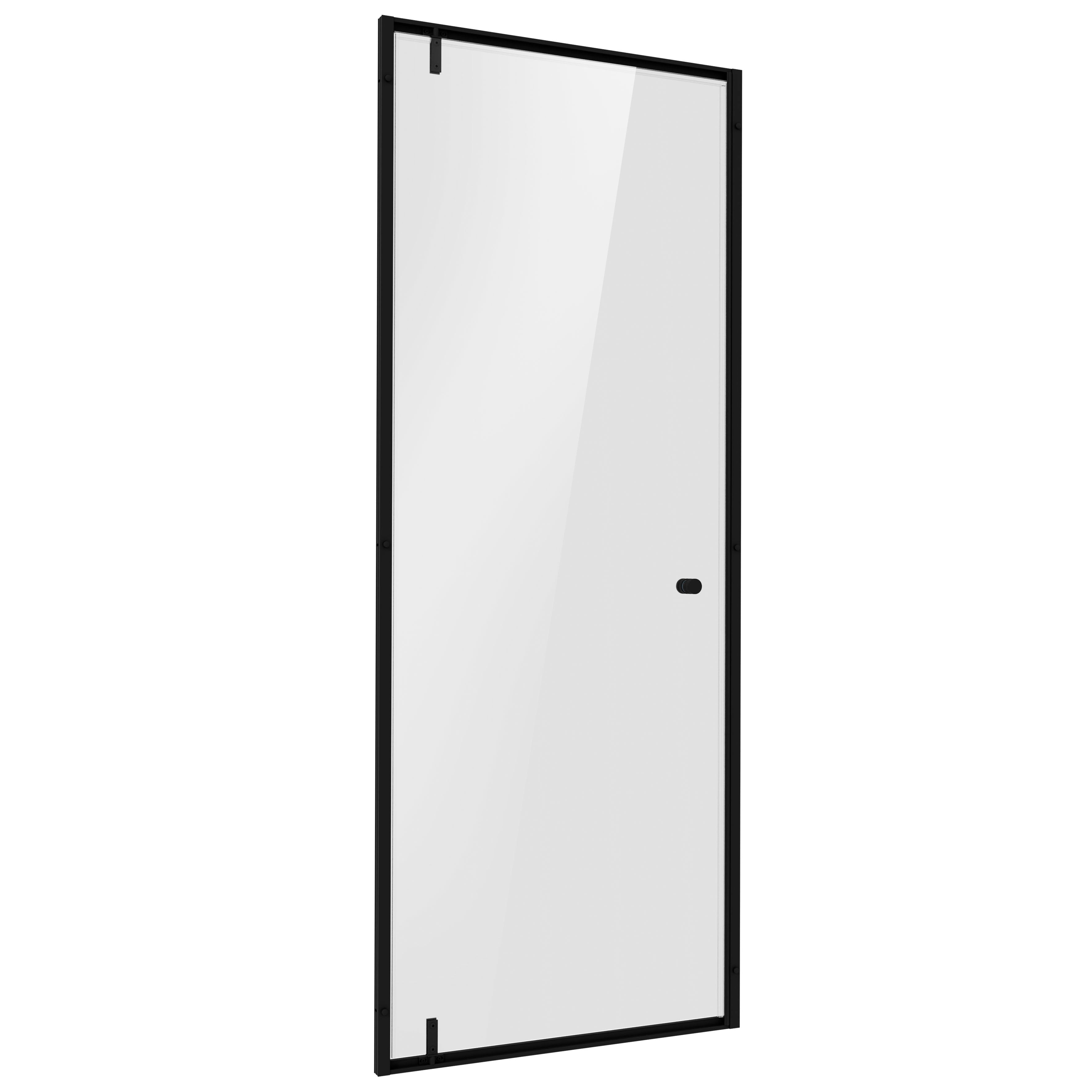 Baridi Hinged Shower Door 800 x 1850mm, 6mm Tempered Glass, Reversible Installation, Black - DH307