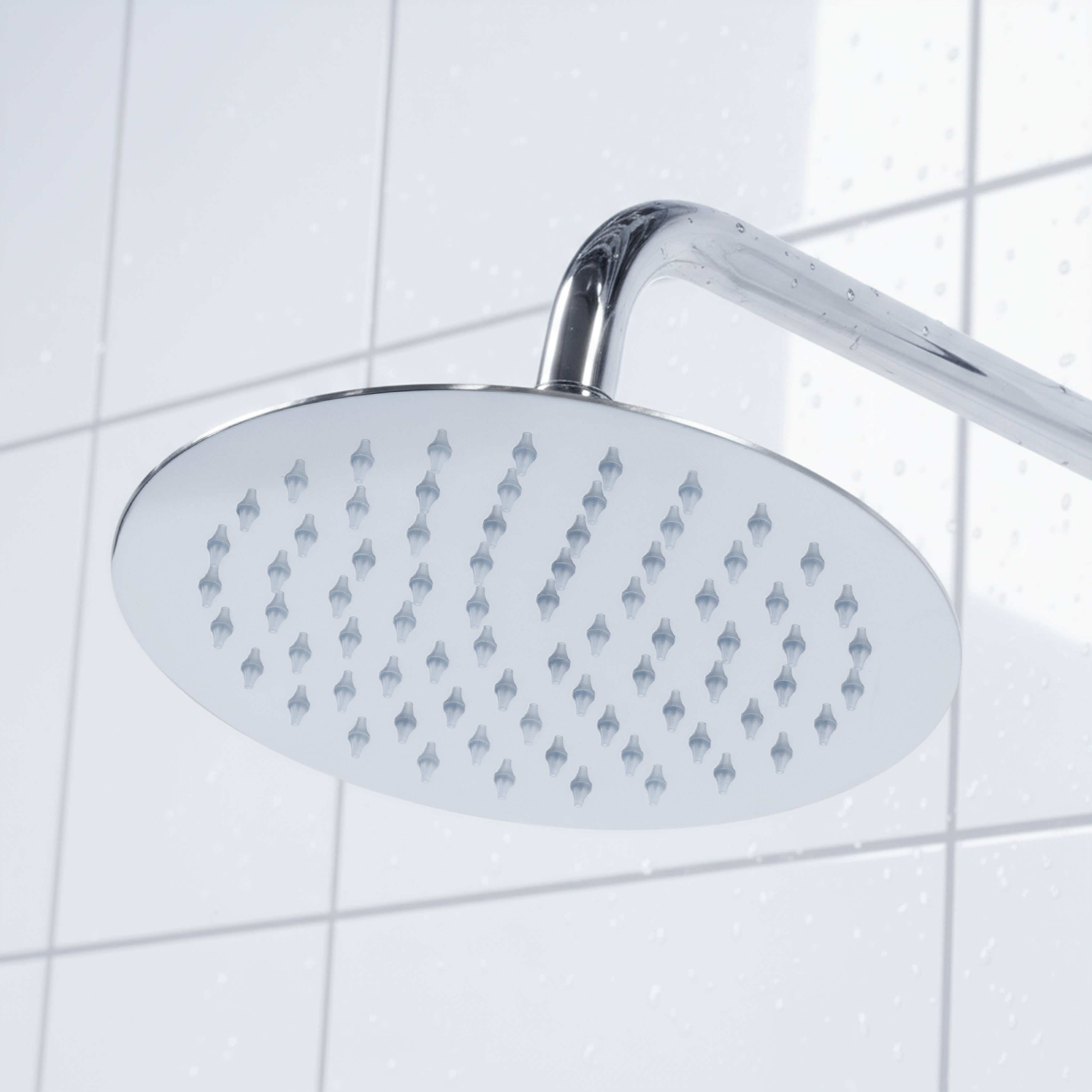 Baridi Thermostatic Shower Mixer Set, 20cm Round Head, Height Adjustable Rail, Chrome - DH314